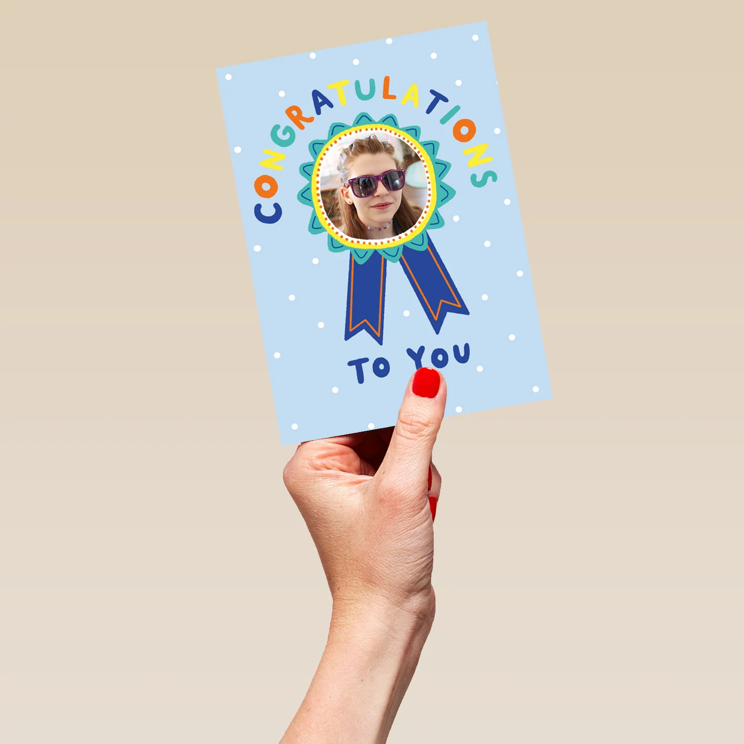 Personalised Photo Upload Rosette Congratulations Card - Image 5