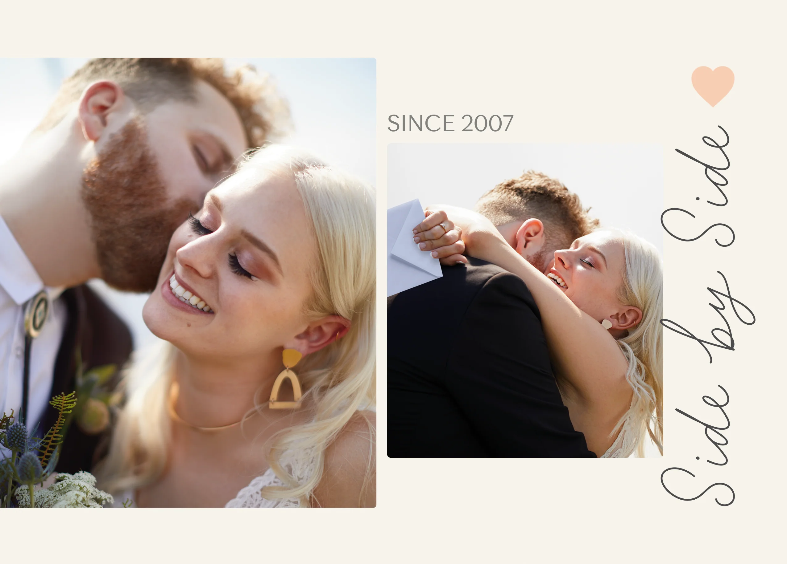 Personalised Photo Upload 'Side by Side' Anniversary Card