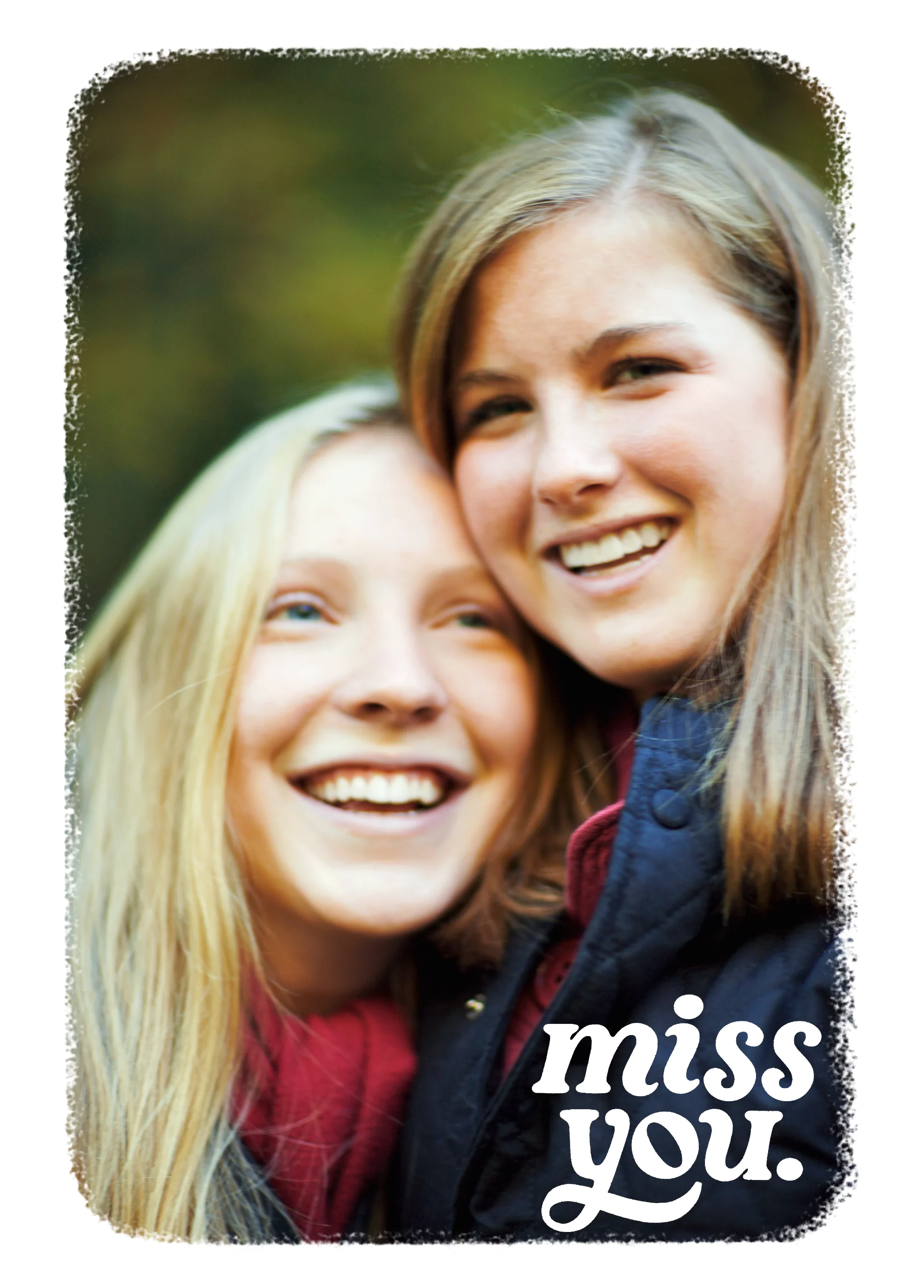 Personalised Photo Upload Simple Typography Word Art Miss You Card