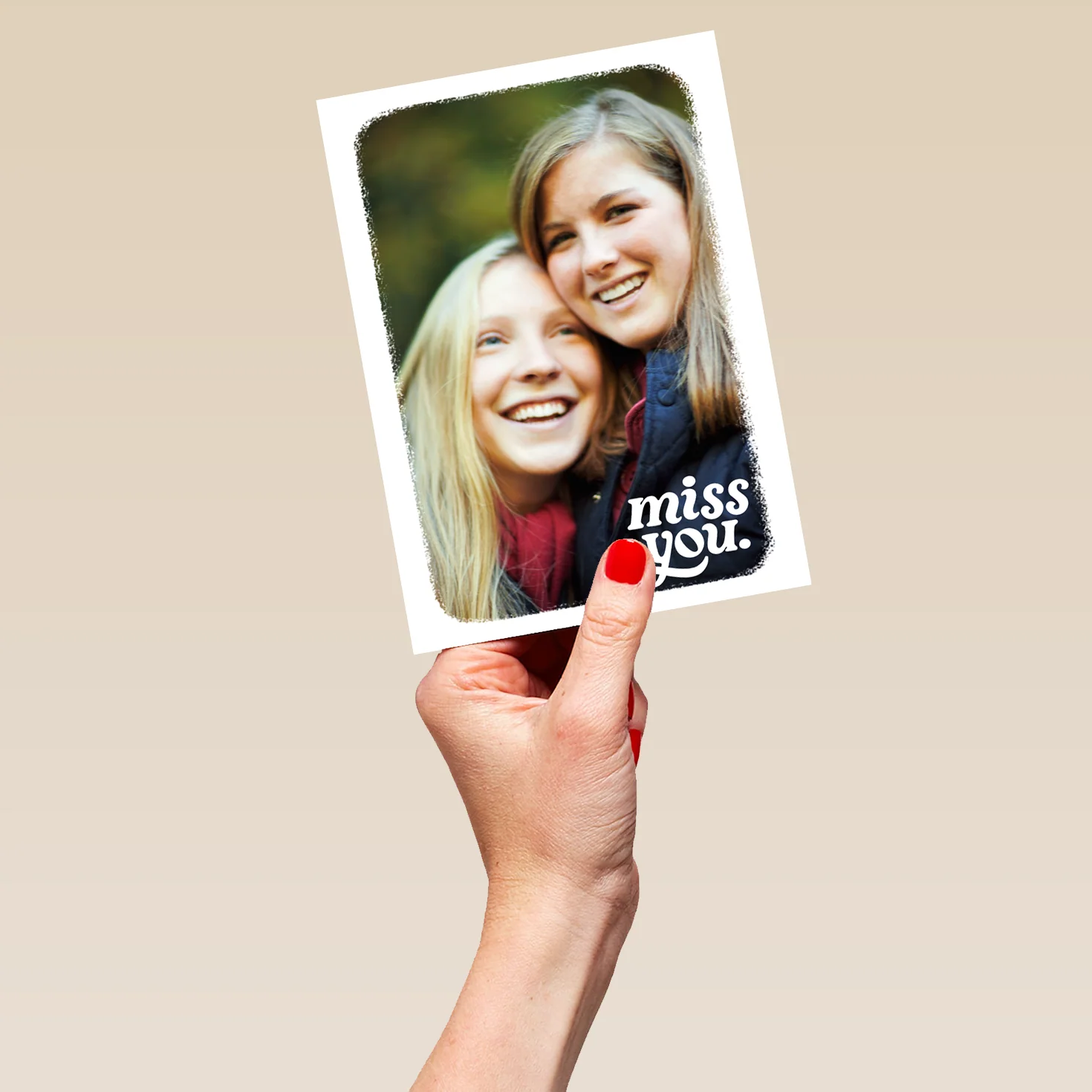 Personalised Photo Upload Simple Typography Word Art Miss You Card - Image 5