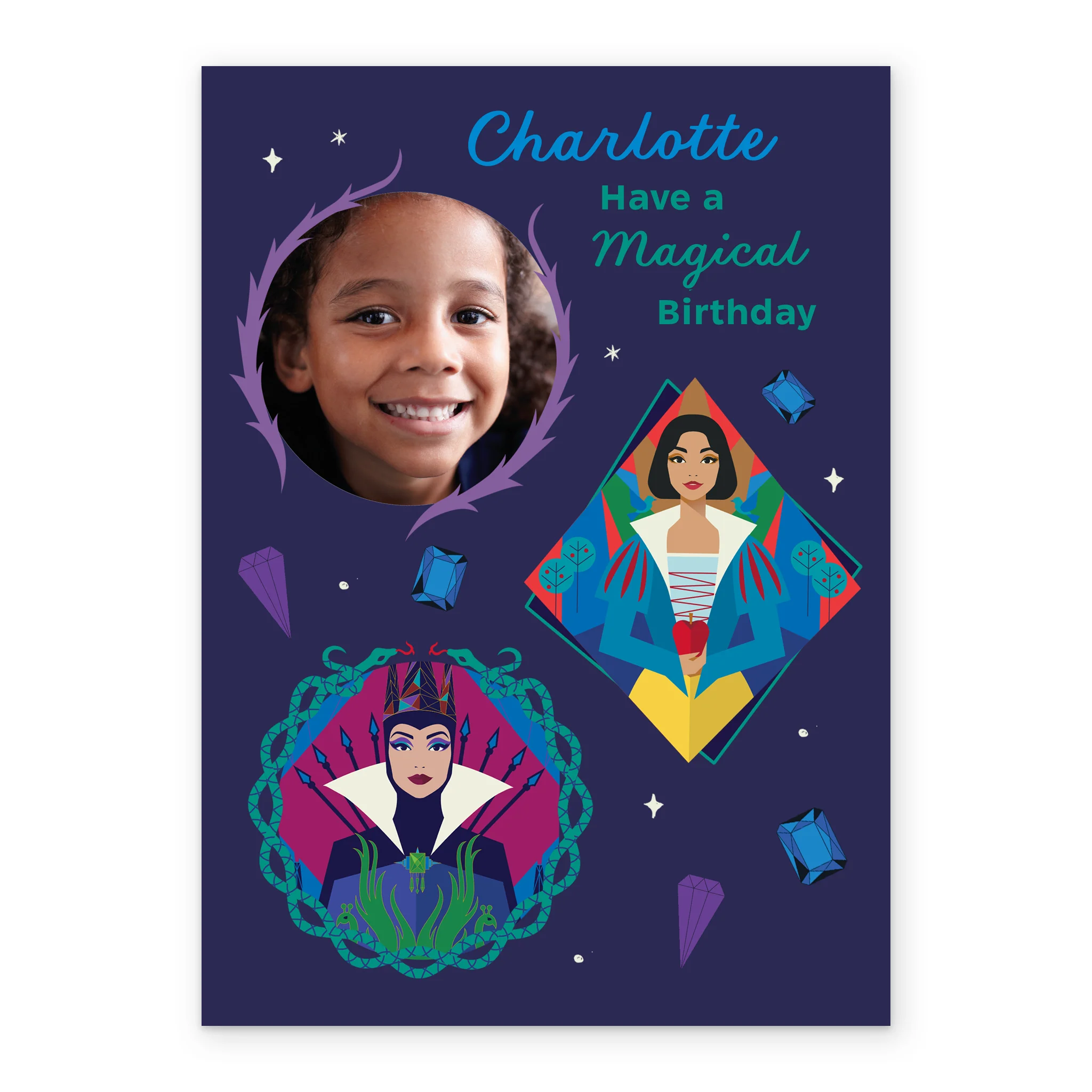Personalised Photo Upload Snow White & Evil Queen Birthday Card - Image 2