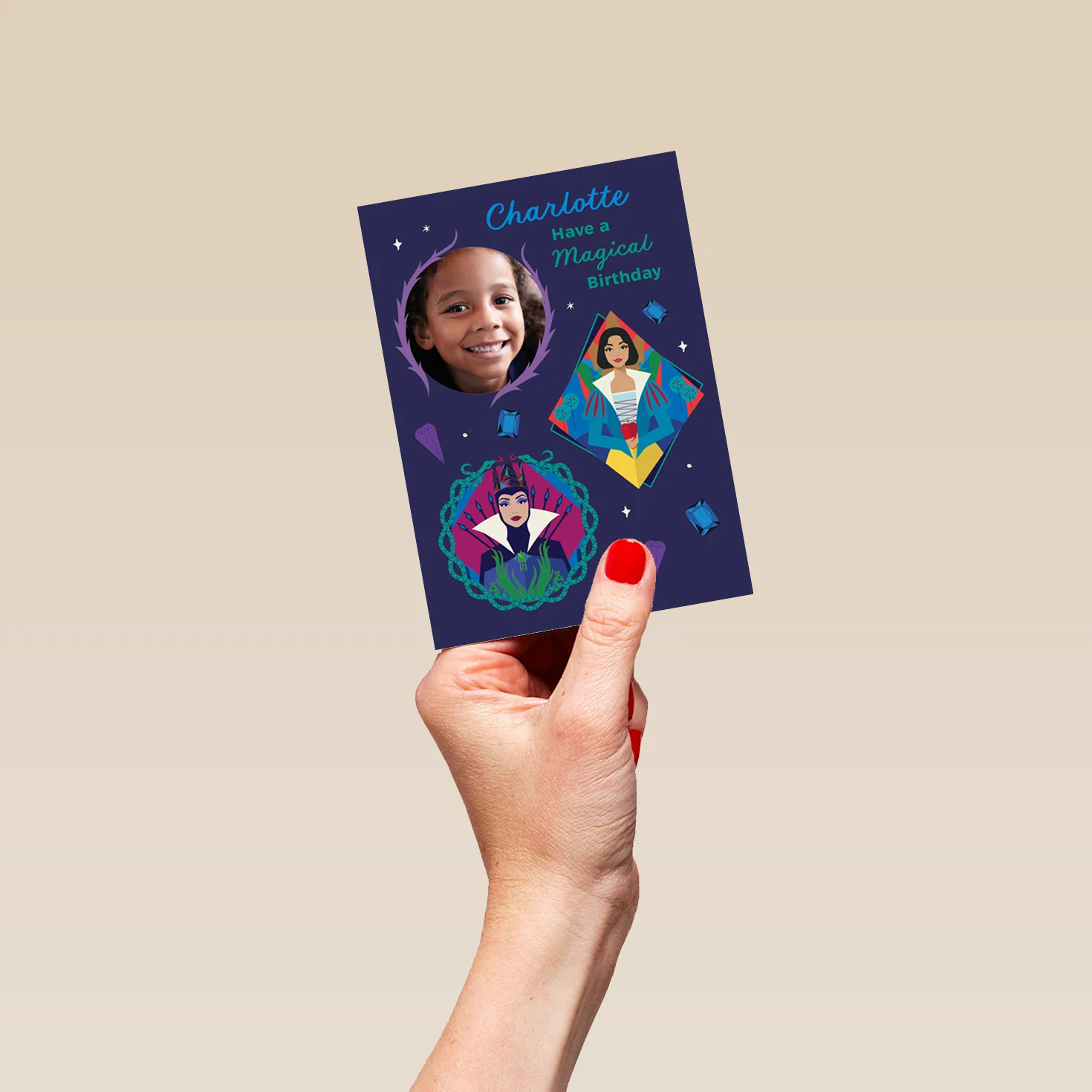 Personalised Photo Upload Snow White & Evil Queen Birthday Card - Image 4