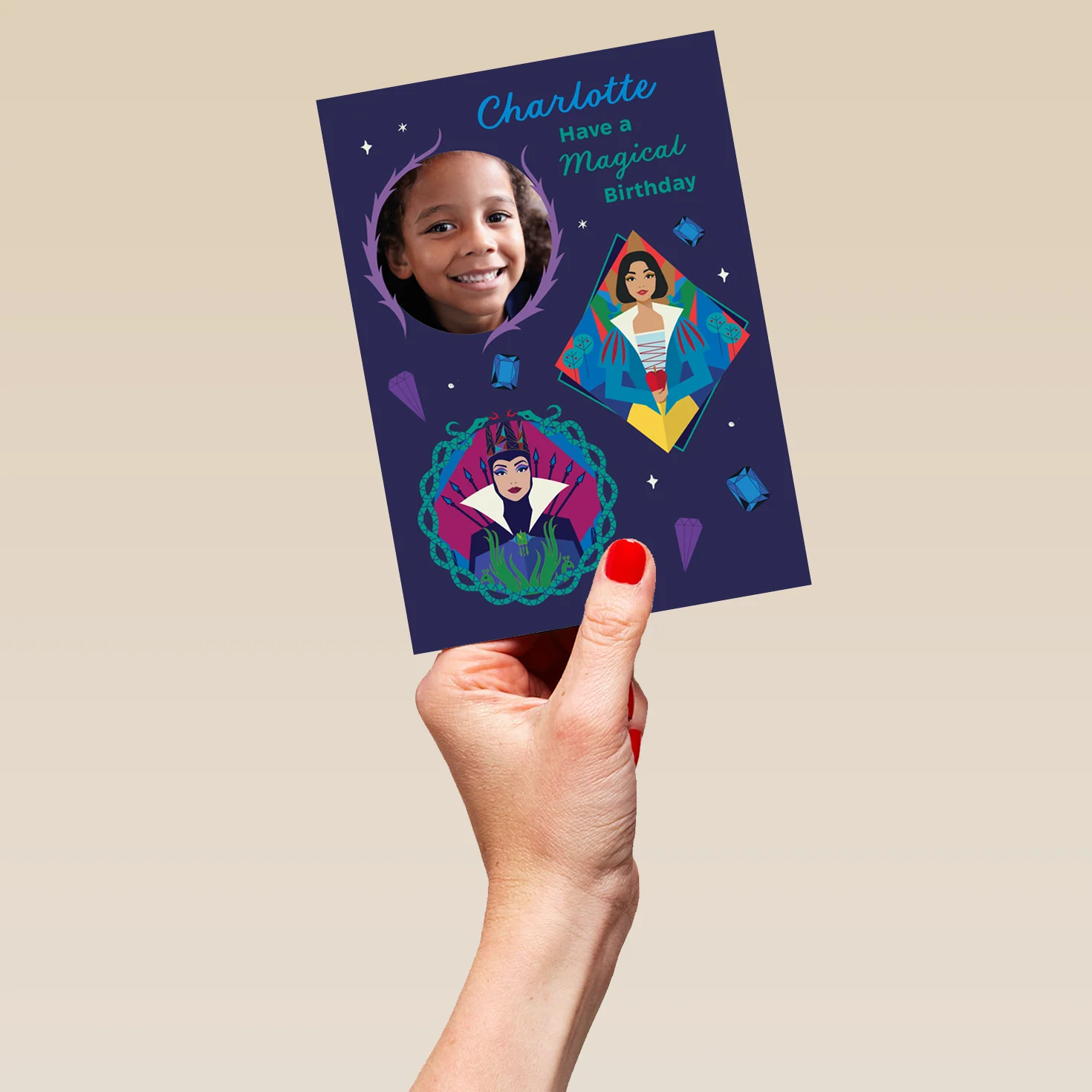 Personalised Photo Upload Snow White & Evil Queen Birthday Card - Image 5