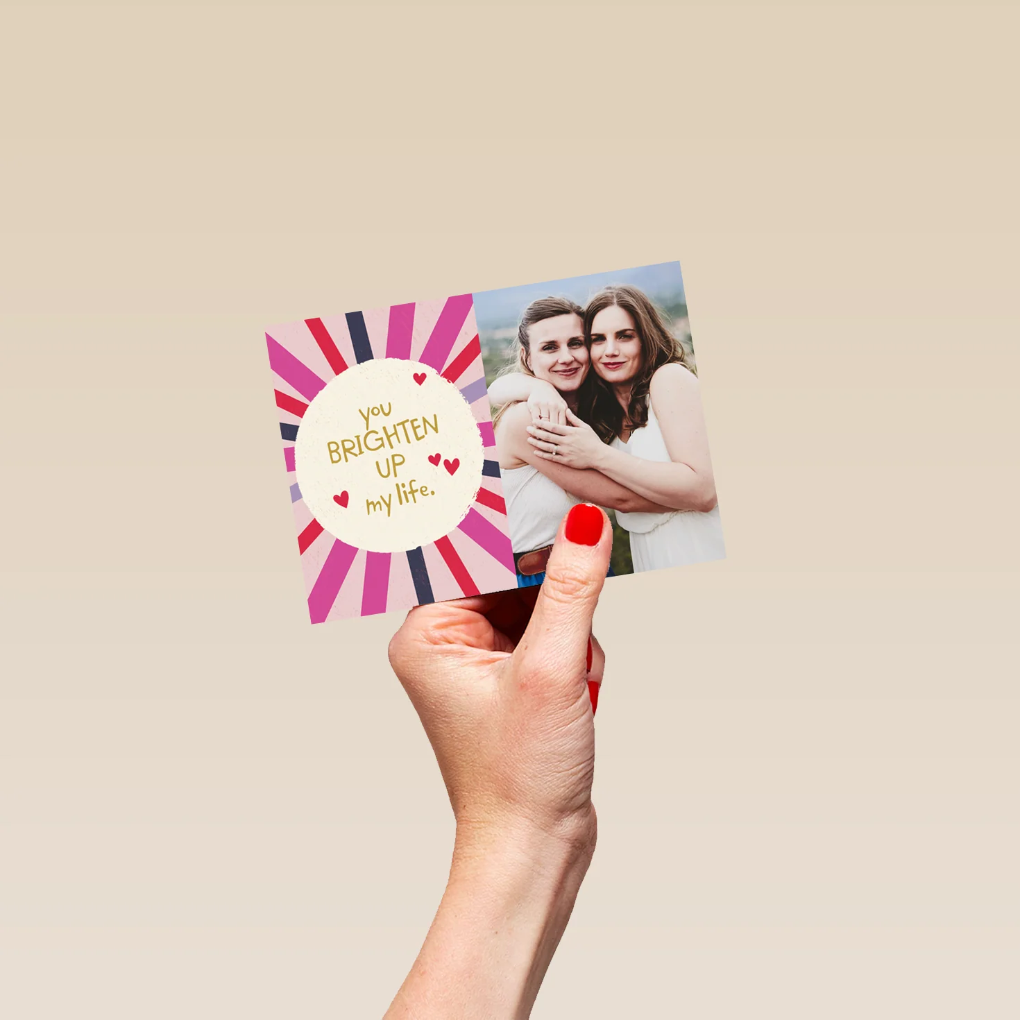 Personalised Photo Upload Sunburst Love Greeting Card - Image 4