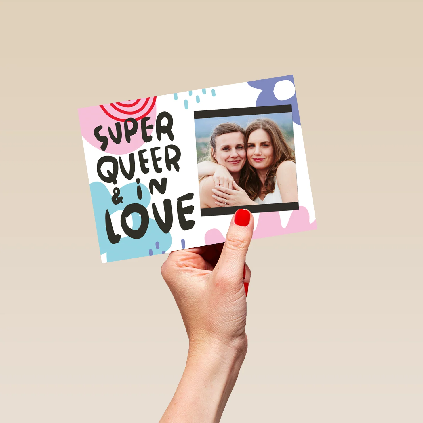 Personalised Photo Upload Typography Word Art LGBTQIA+ Greeting Card - Image 5