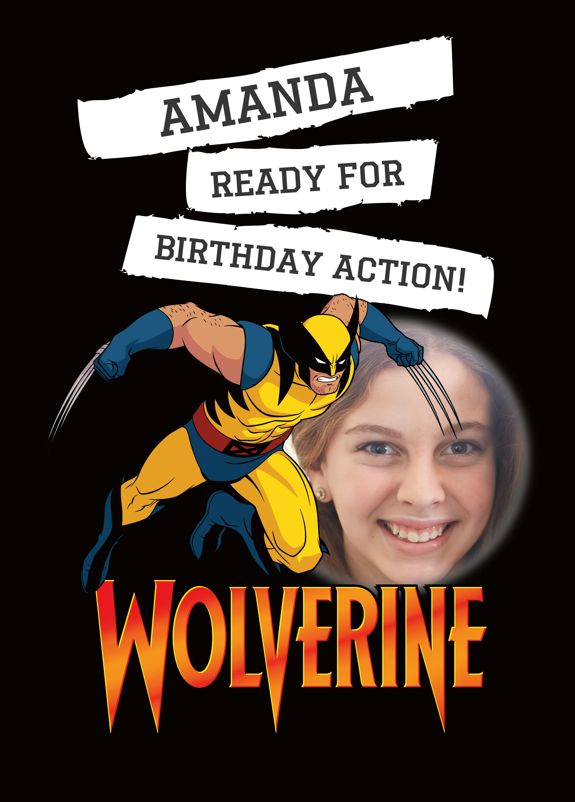 Personalised Photo Upload X-MEN Wolverine Birthday Card