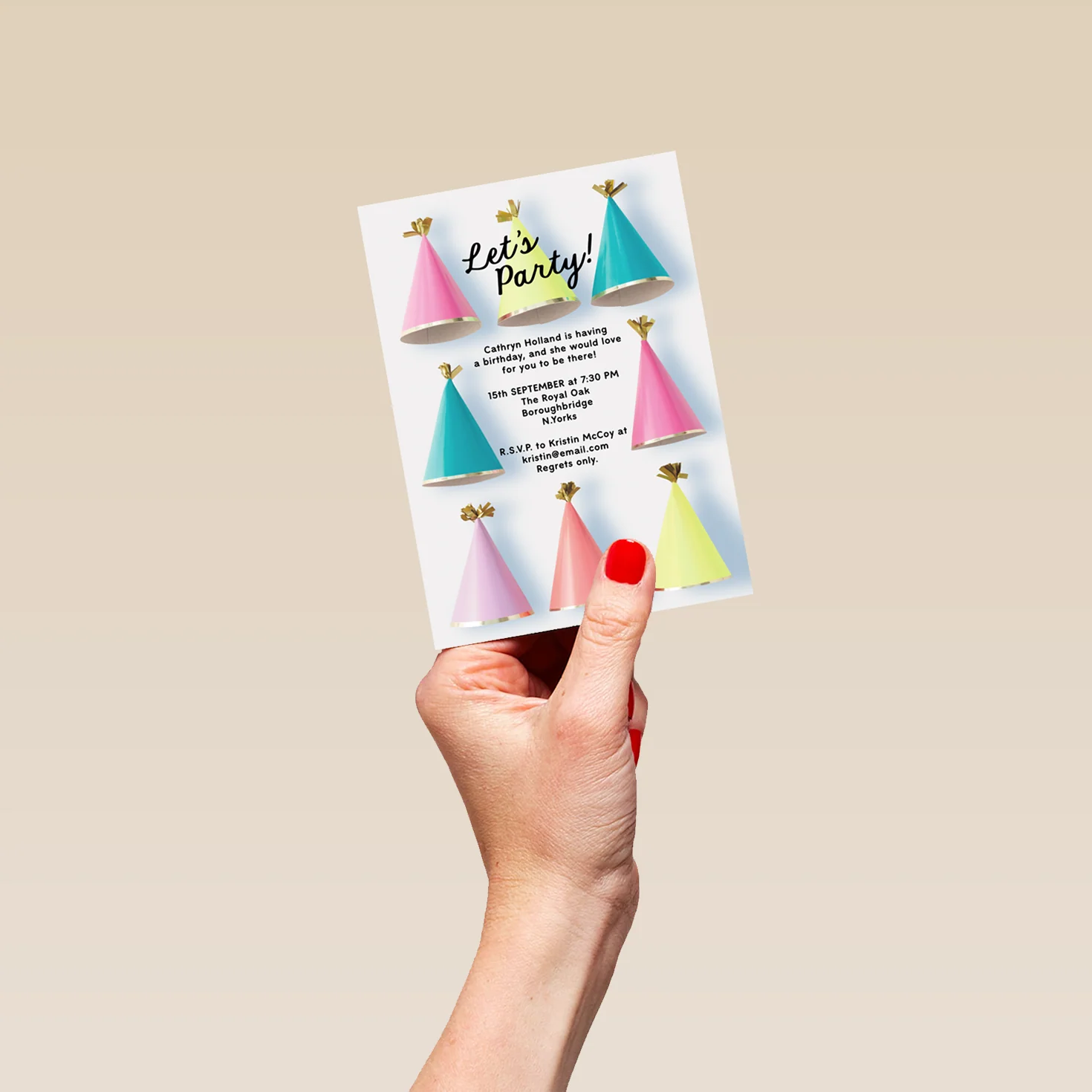 Personalised Photographic Party Hats Birthday Party Invitation - Image 4