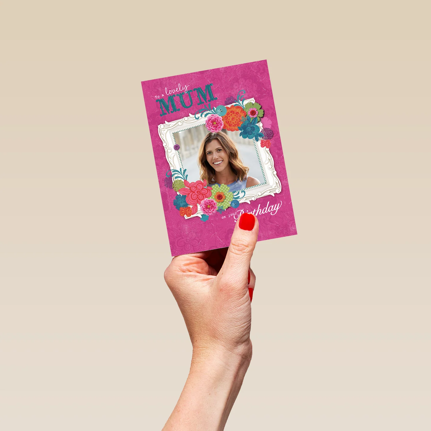 Personalised Picture Frame Flowers Photo Birthday Card For Mum - Image 4