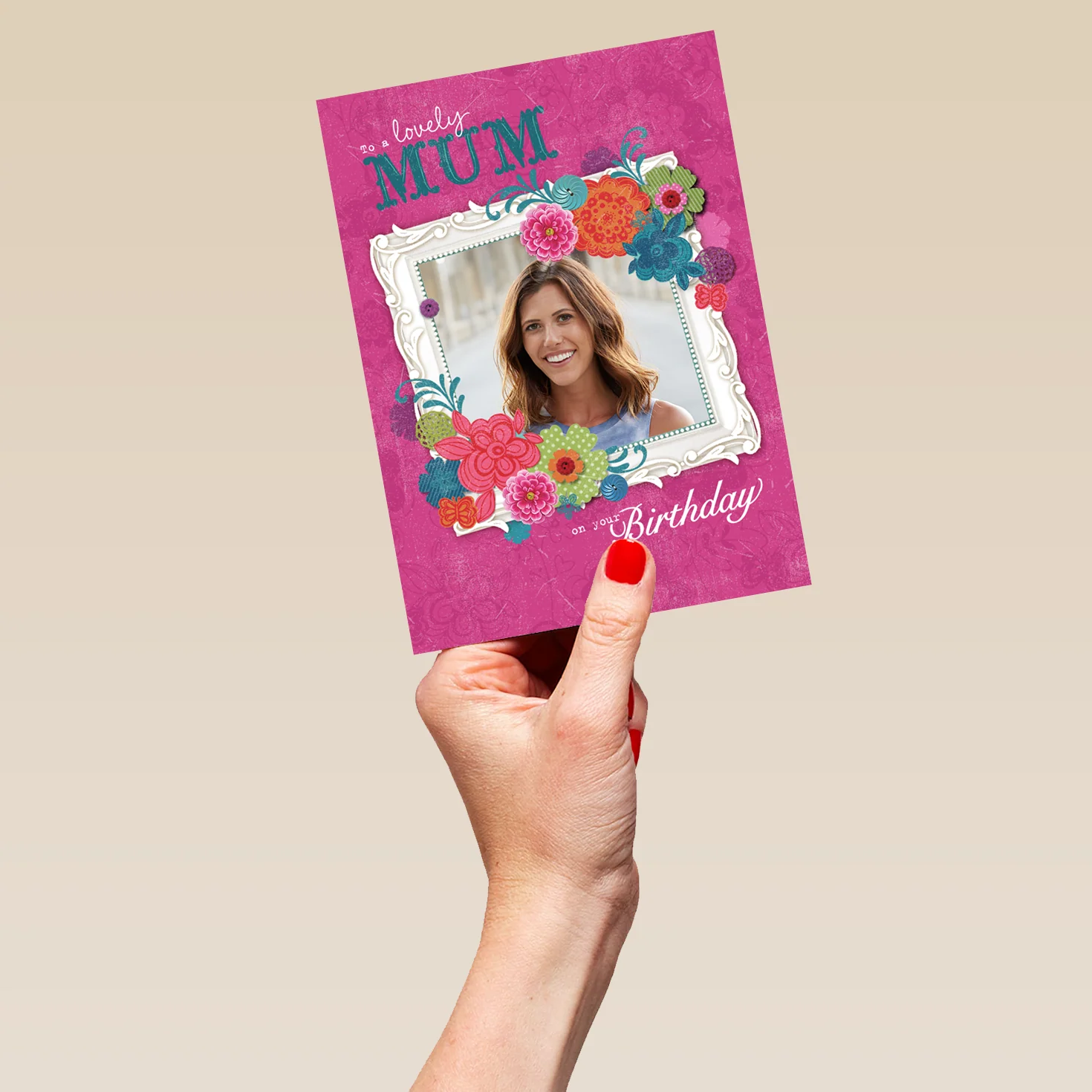 Personalised Picture Frame Flowers Photo Birthday Card For Mum - Image 5