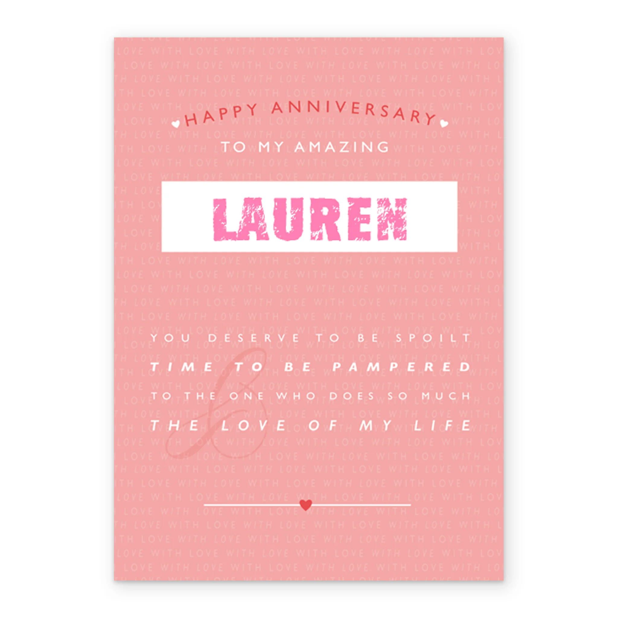 Personalised Pink Anniversary Verse Card - Image 2