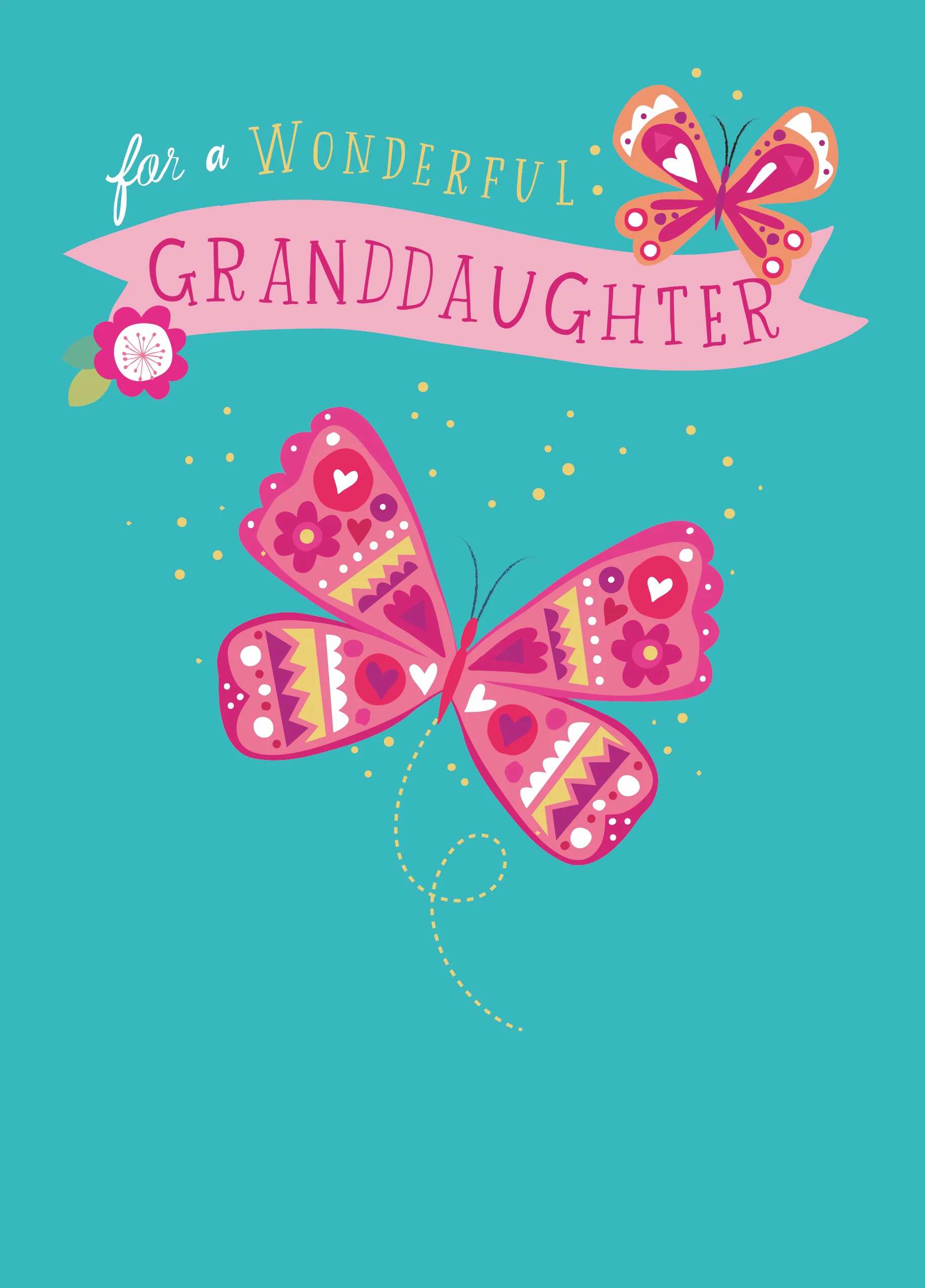 Personalised Pink Butterflies Birthday Card For Granddaughter