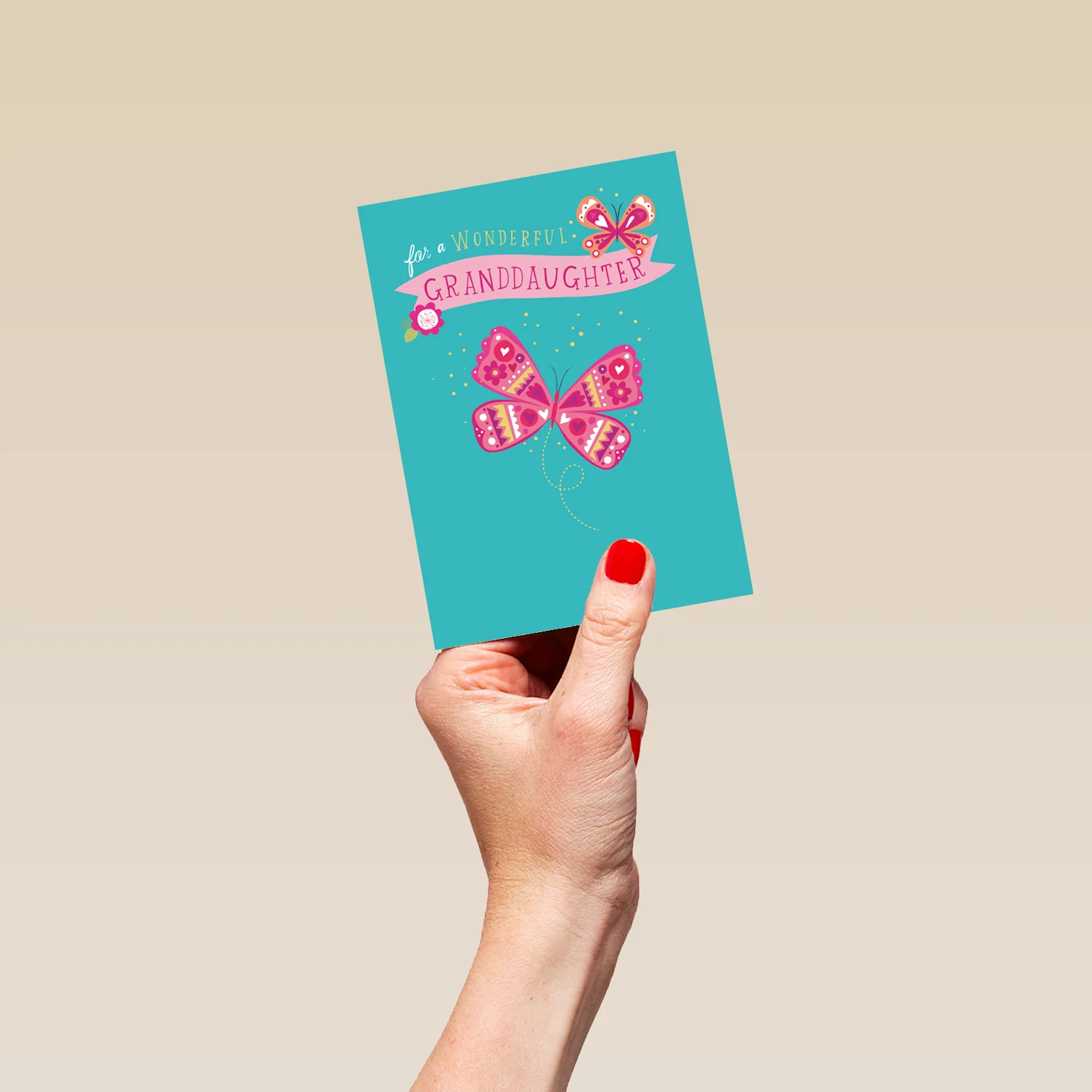 Personalised Pink Butterflies Birthday Card For Granddaughter - Image 4