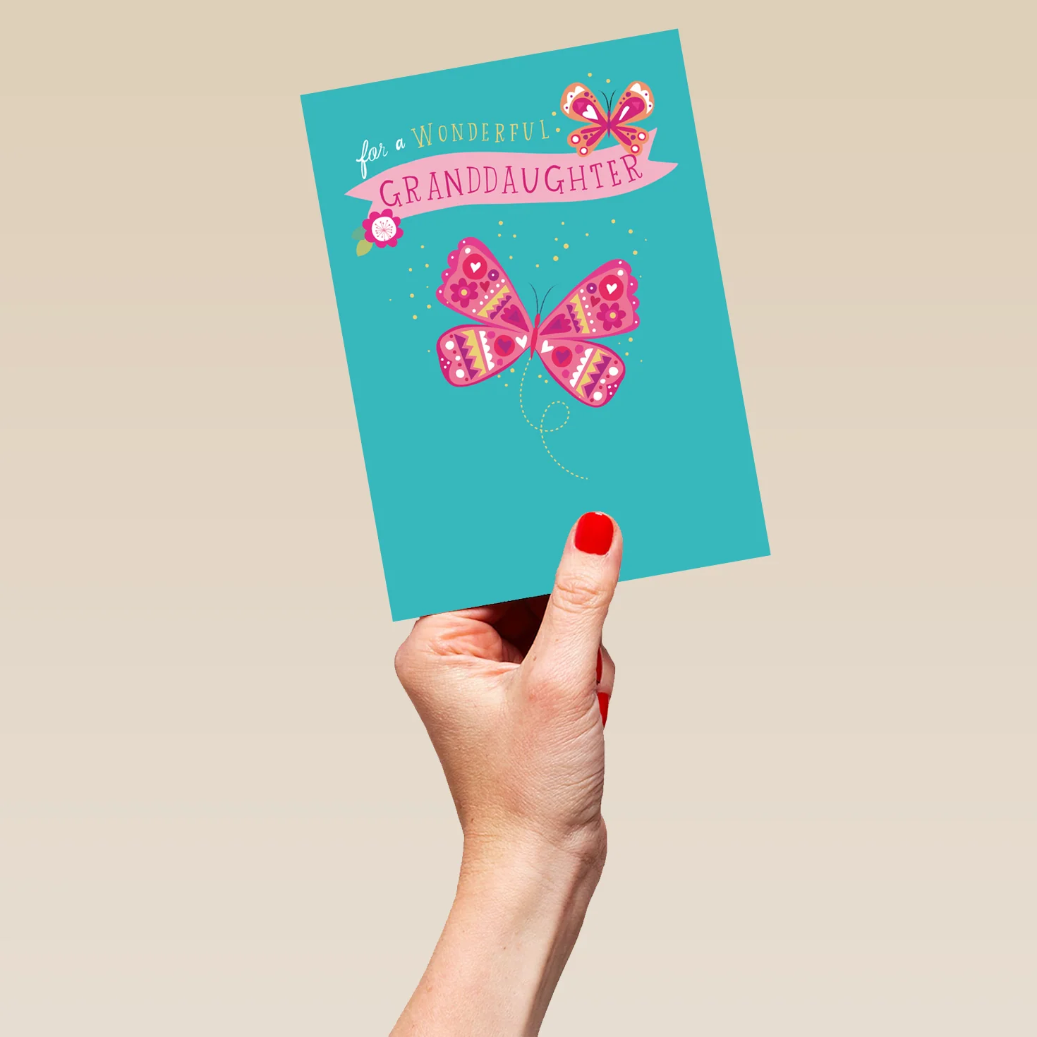 Personalised Pink Butterflies Birthday Card For Granddaughter - Image 5