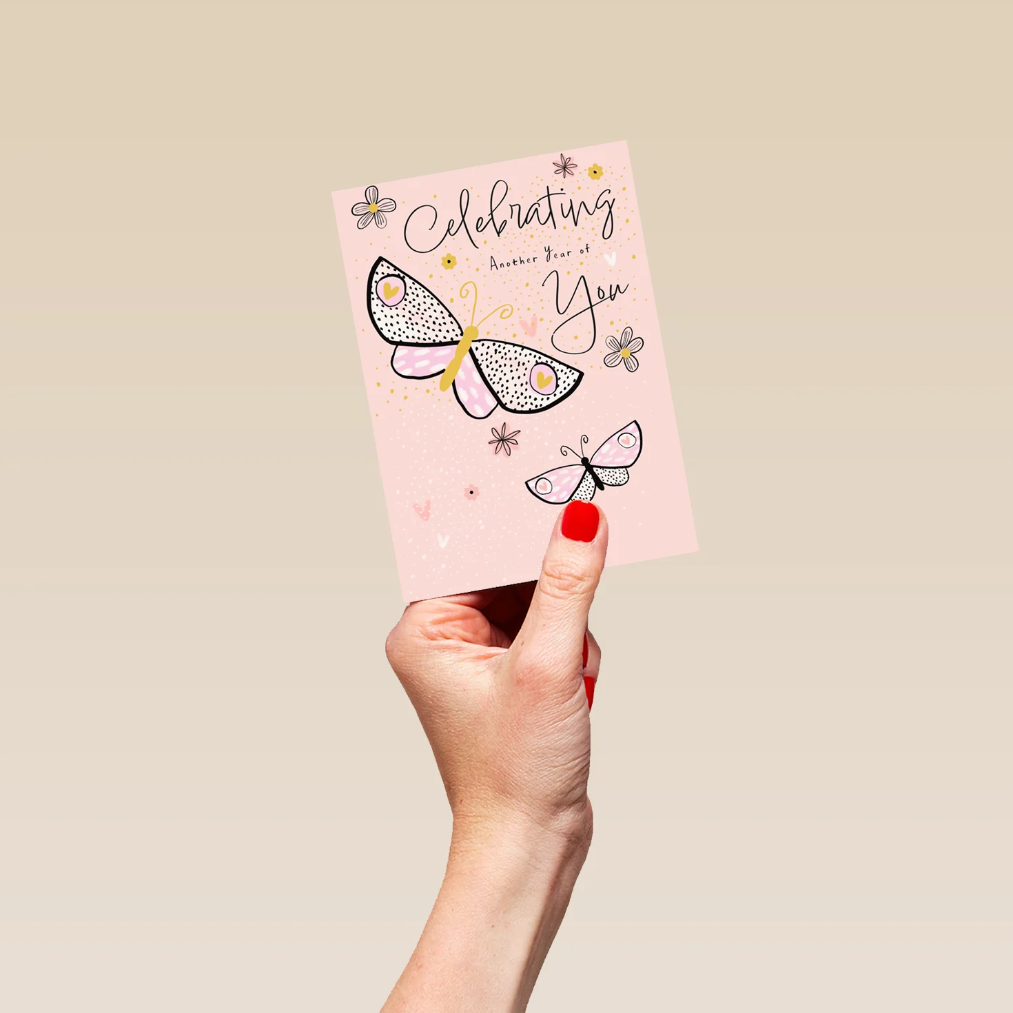 Personalised Pink Butterflies & Flowers Birthday Card For Her - Image 4