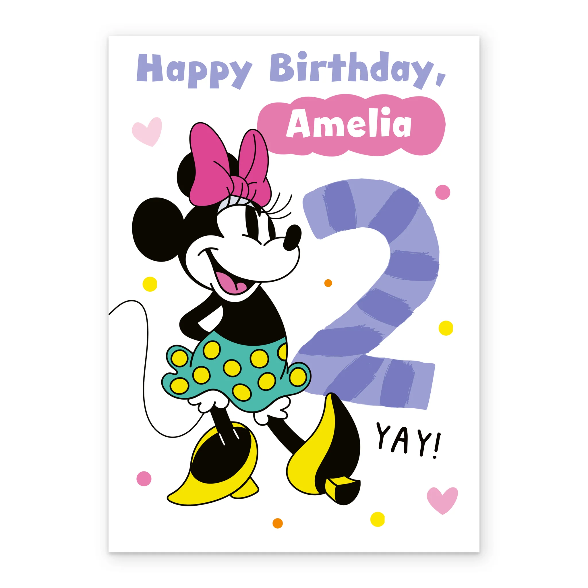 Personalised Pink Disney Minnie Mouse 2nd Birthday Card - Image 2