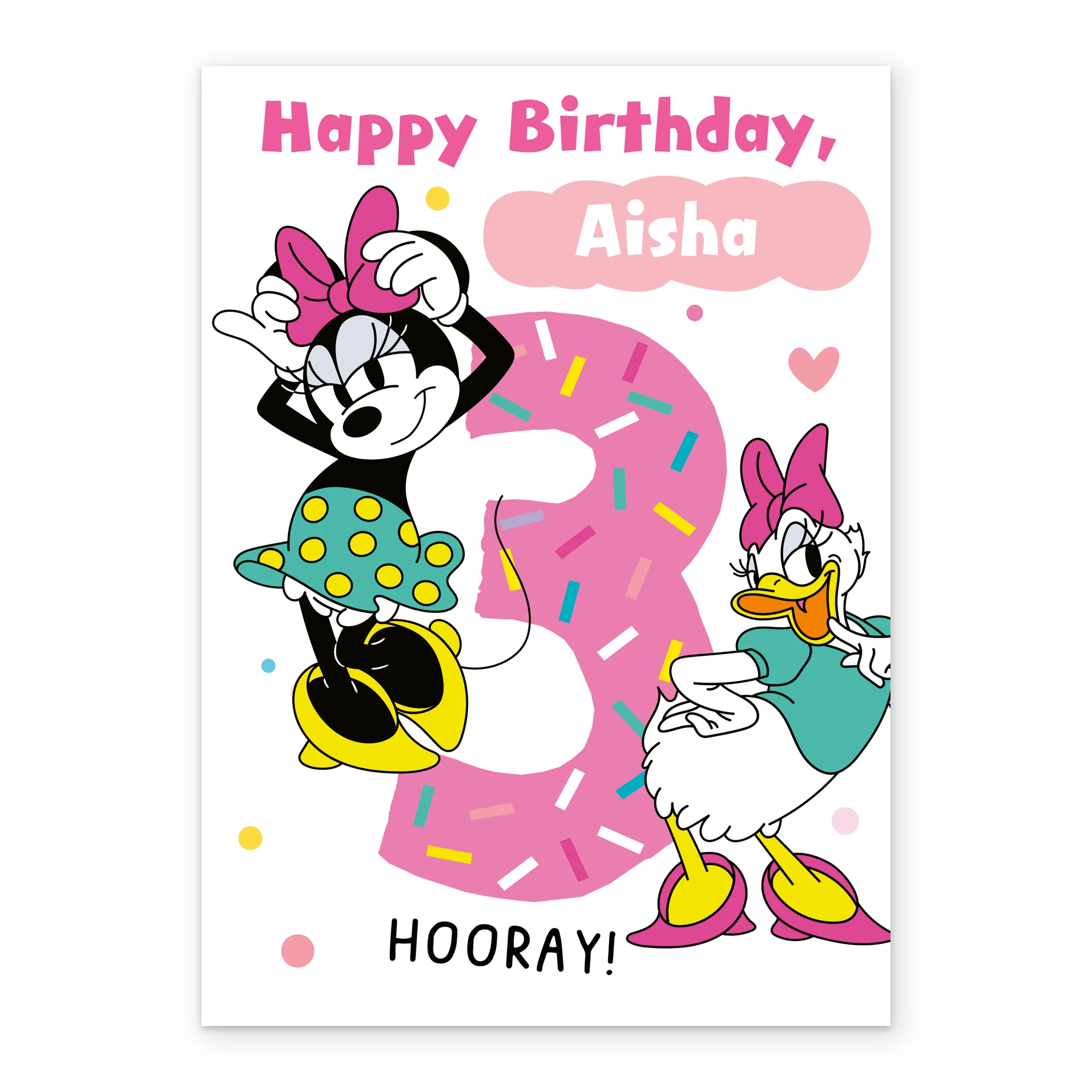 Personalised Pink Disney Minnie Mouse 3rd Birthday Card - Image 2