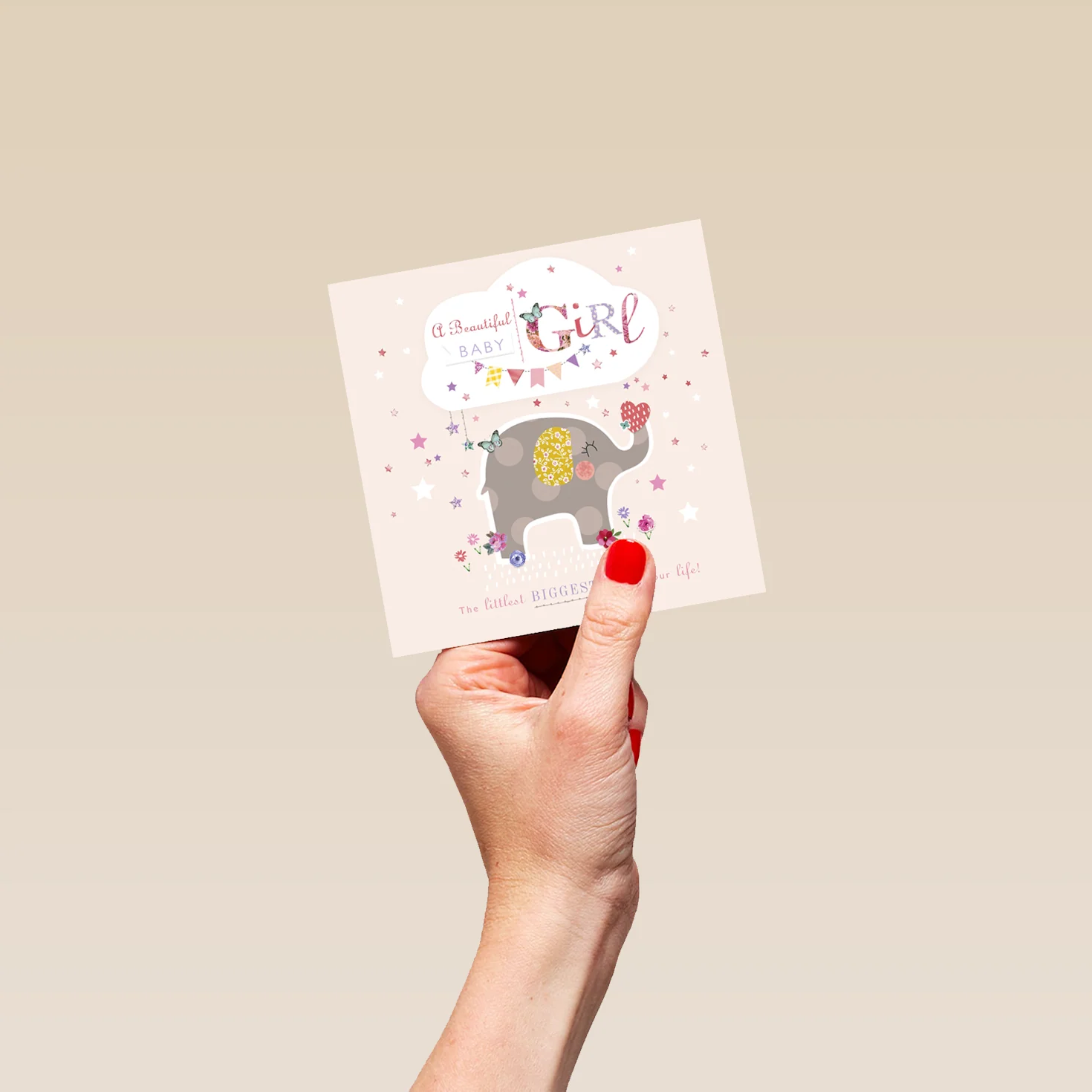 Personalised Pink Elephant New Baby Girl Card - Image 4