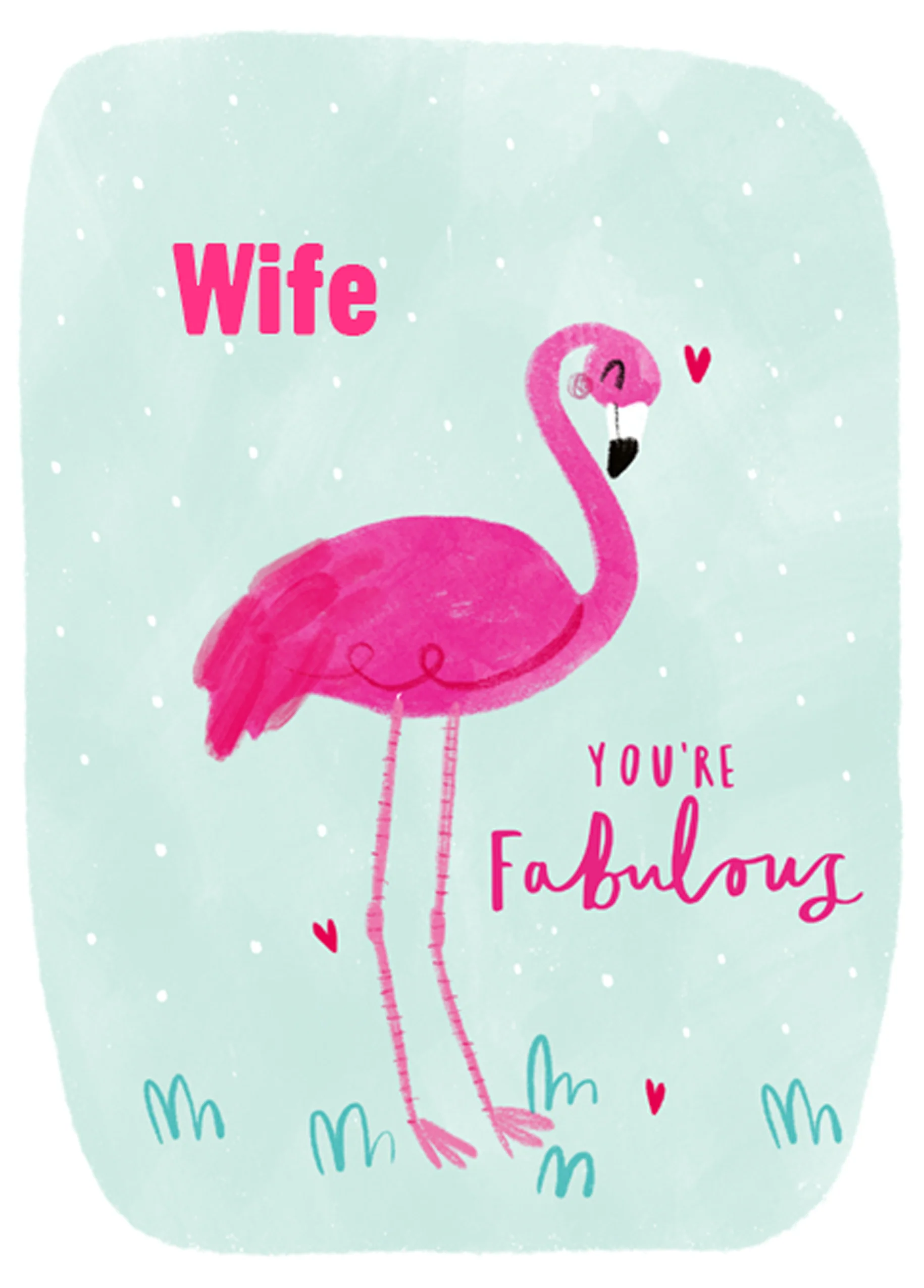 Personalised Pink Flamingo Birthday Card For Wife