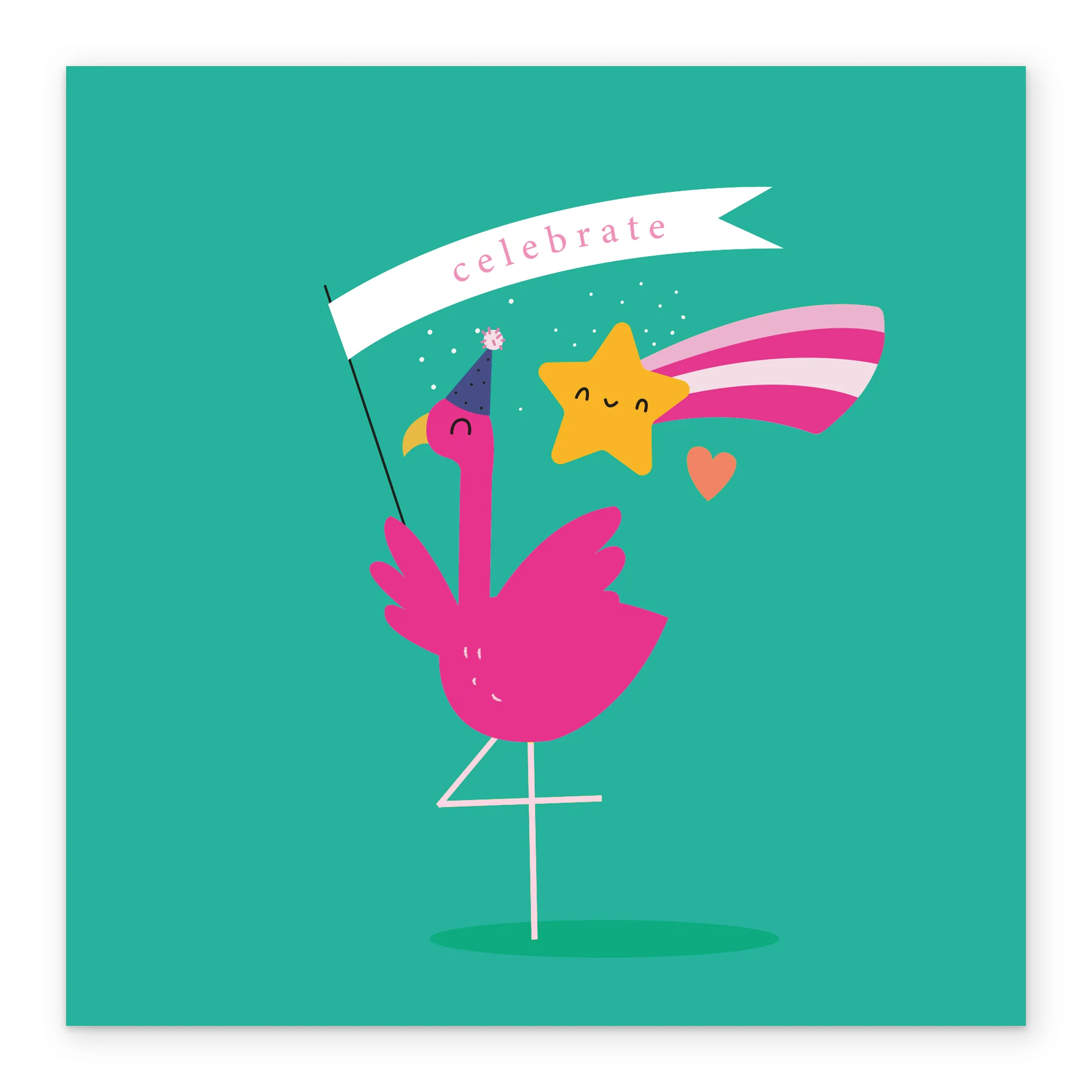 Personalised Pink Flamingo & Star Birthday Card - Image 2