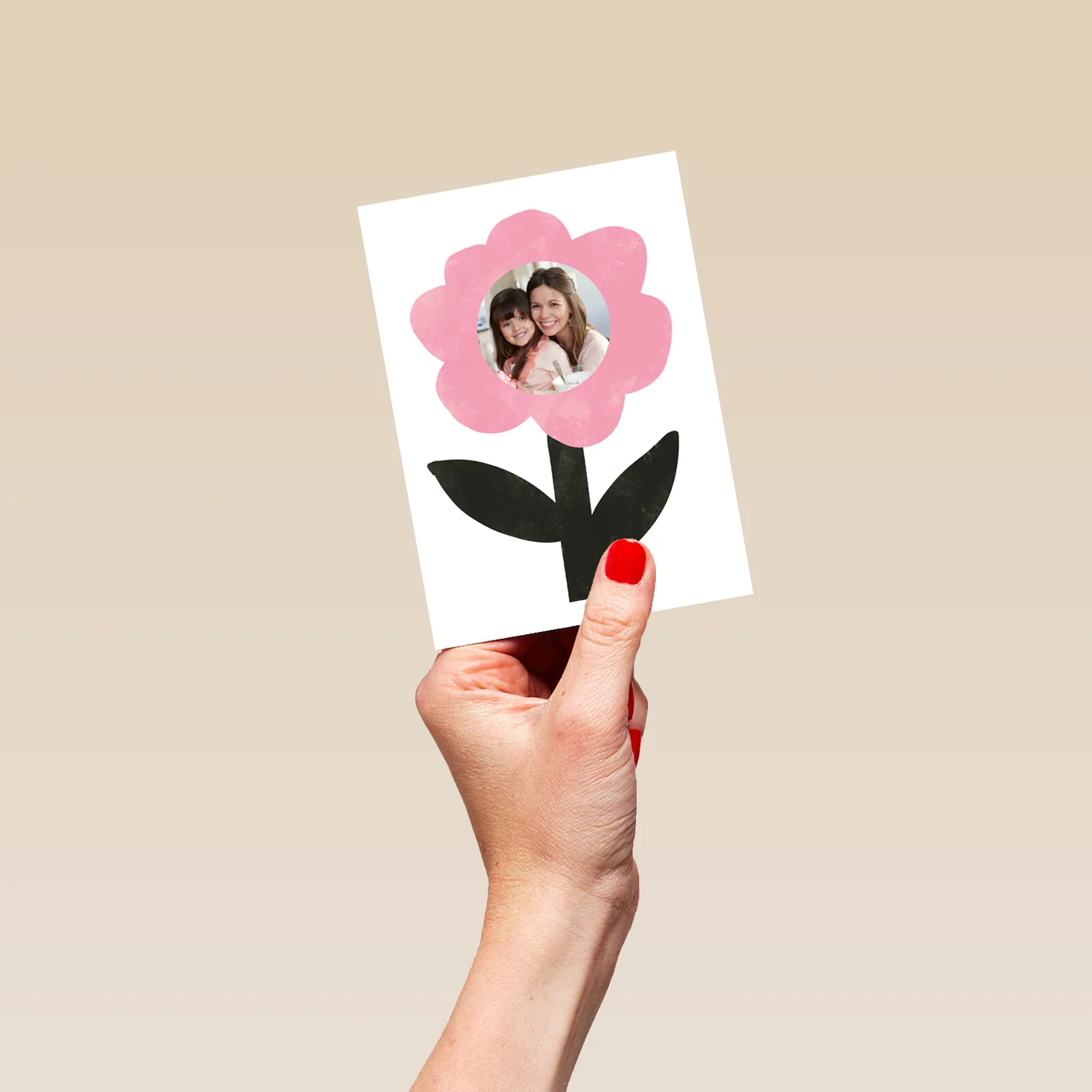 Personalised Pink Flower Mother's Day Photo Upload Card - Image 4