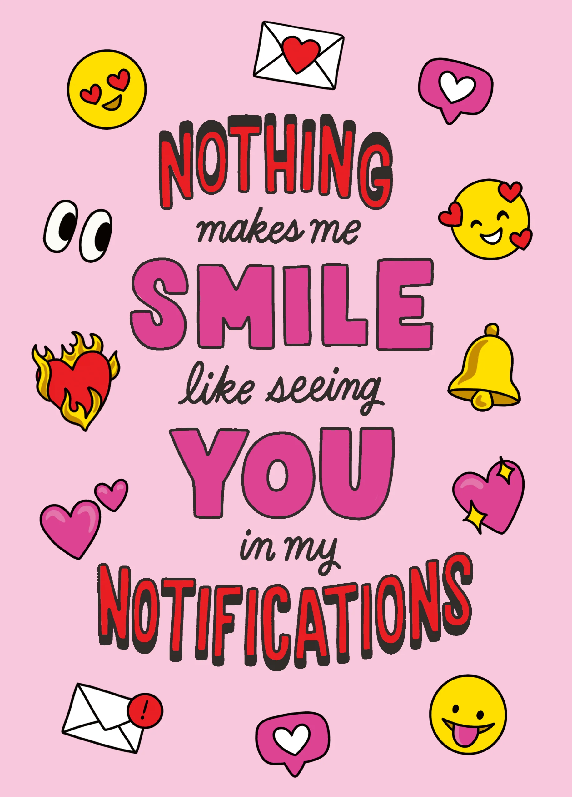 Personalised Pink Funny Emojis Valentine's Day Card