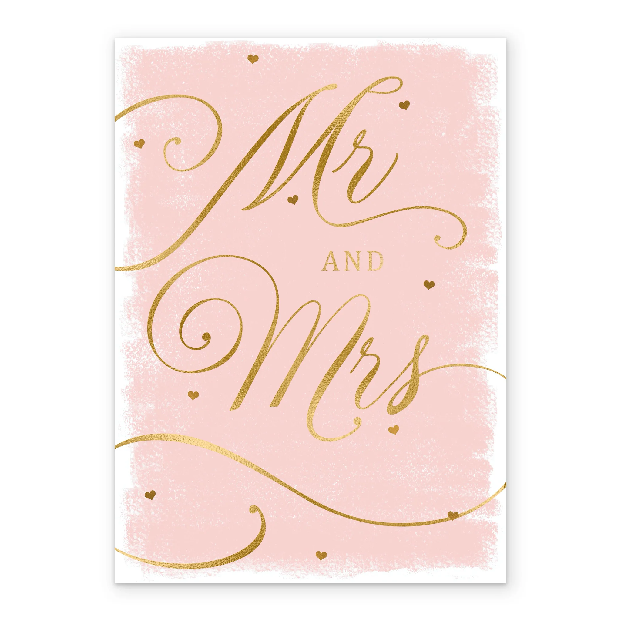 Personalised Pink & Gold Mr & Mrs Wedding Card - Image 2
