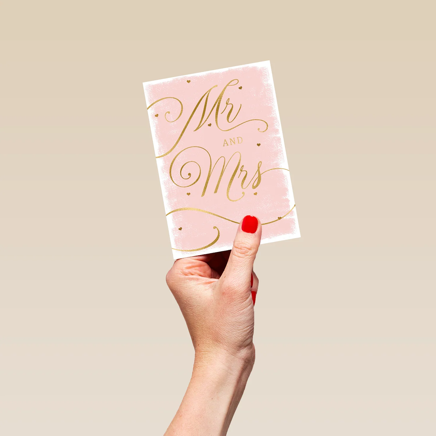 Personalised Pink & Gold Mr & Mrs Wedding Card - Image 4