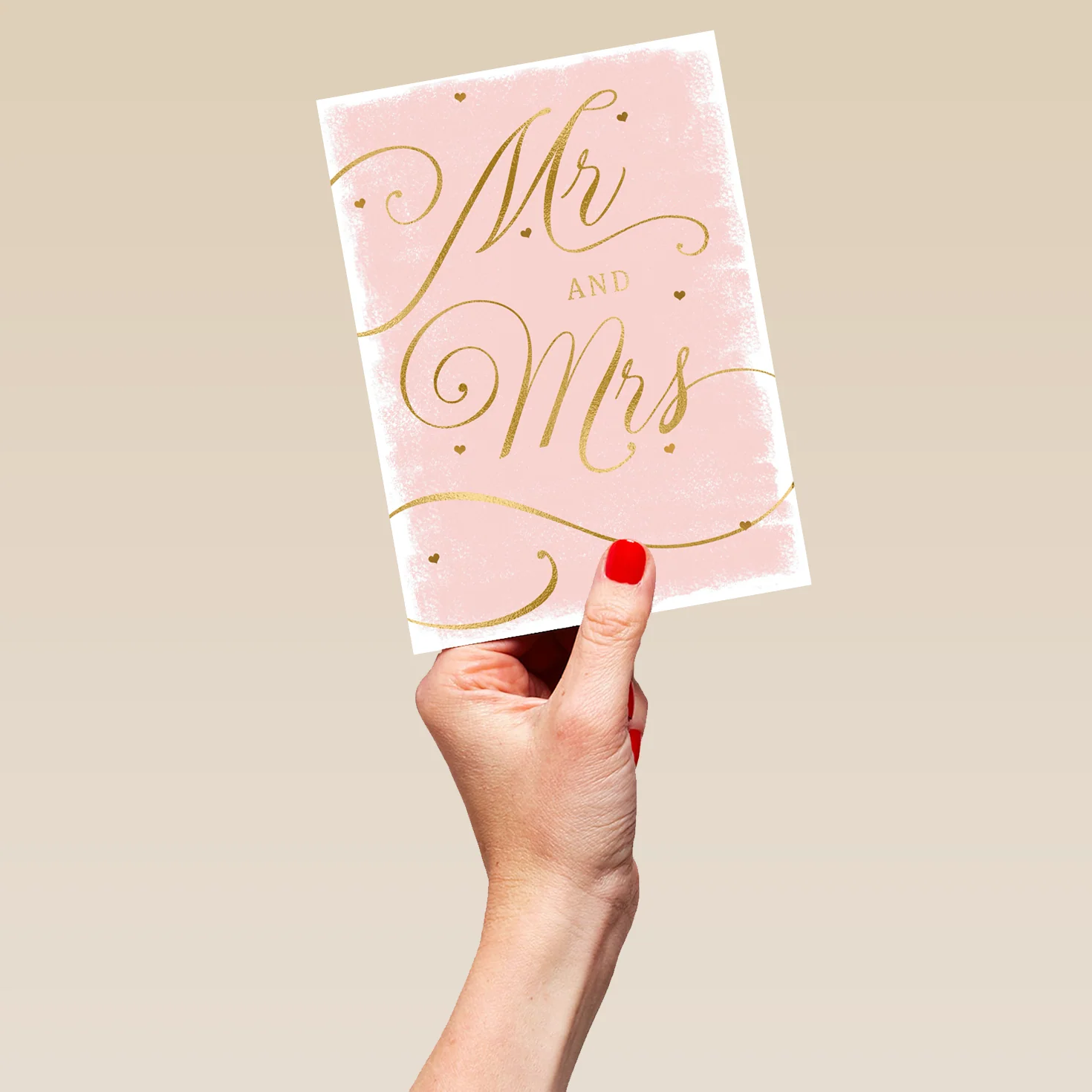 Personalised Pink & Gold Mr & Mrs Wedding Card - Image 5