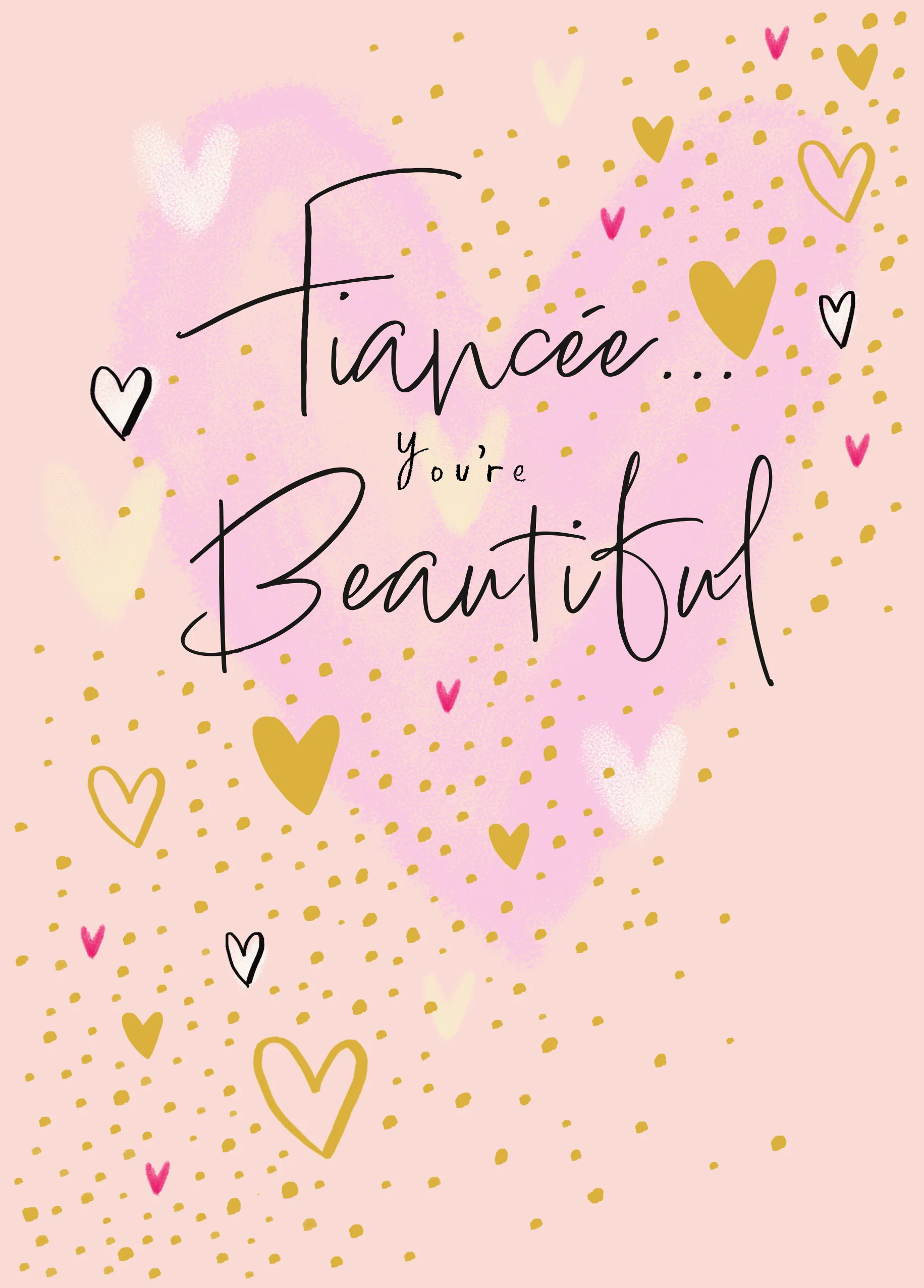 Personalised Pink Hearts Birthday Card For Fiancée