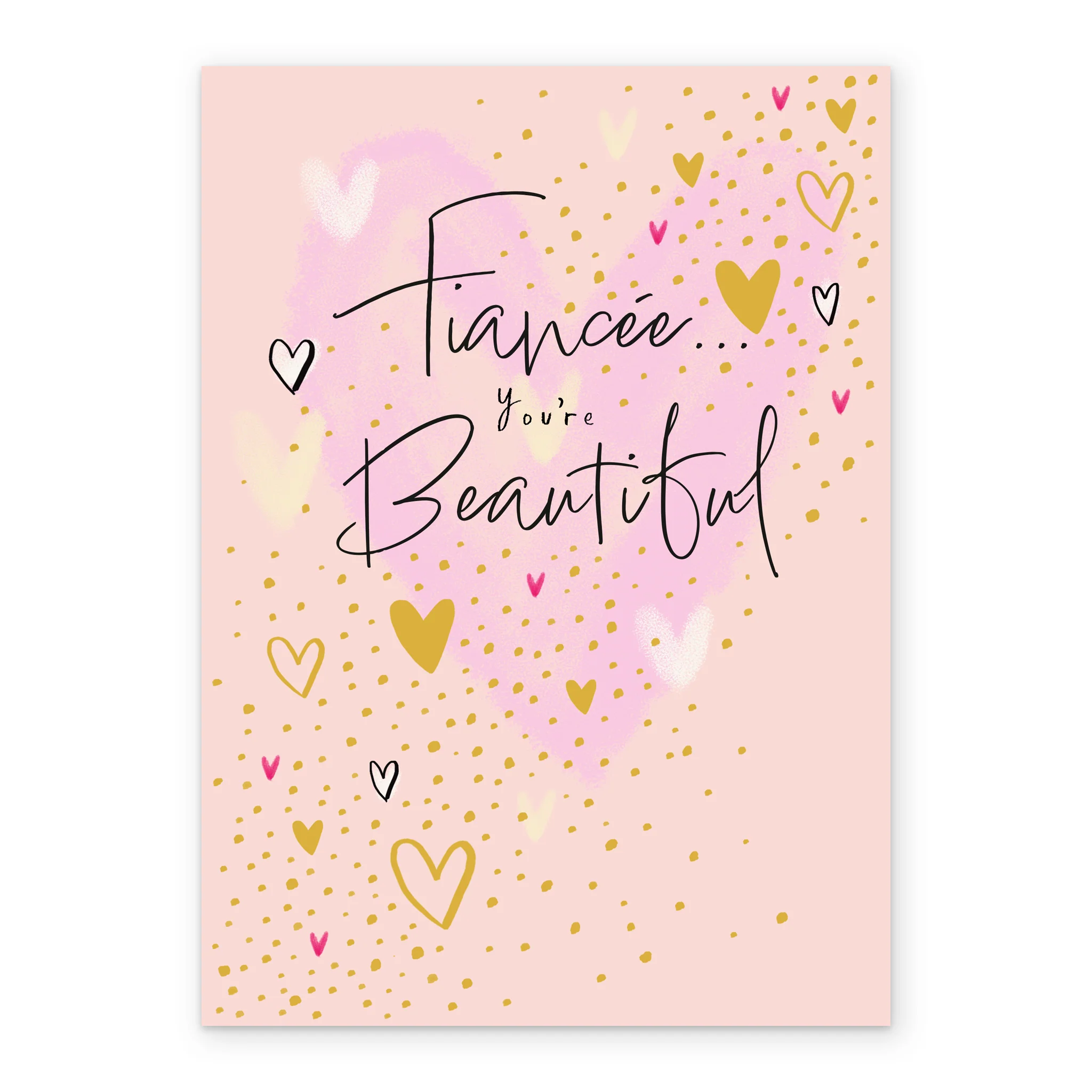 Personalised Pink Hearts Birthday Card For Fiancée - Image 2