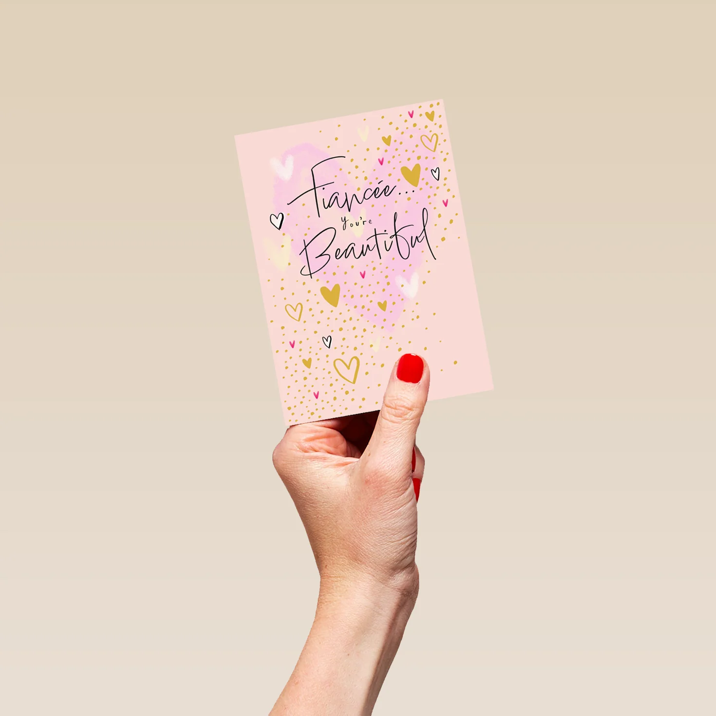 Personalised Pink Hearts Birthday Card For Fiancée - Image 4