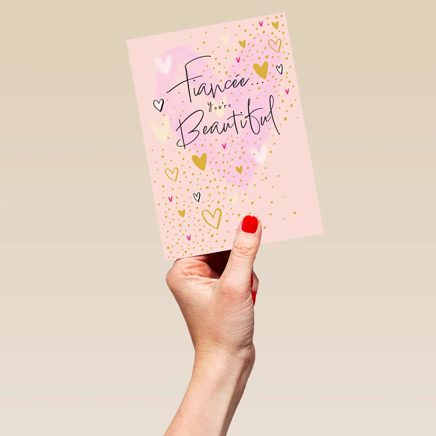 Personalised Pink Hearts Birthday Card For Fiancée - Image 5