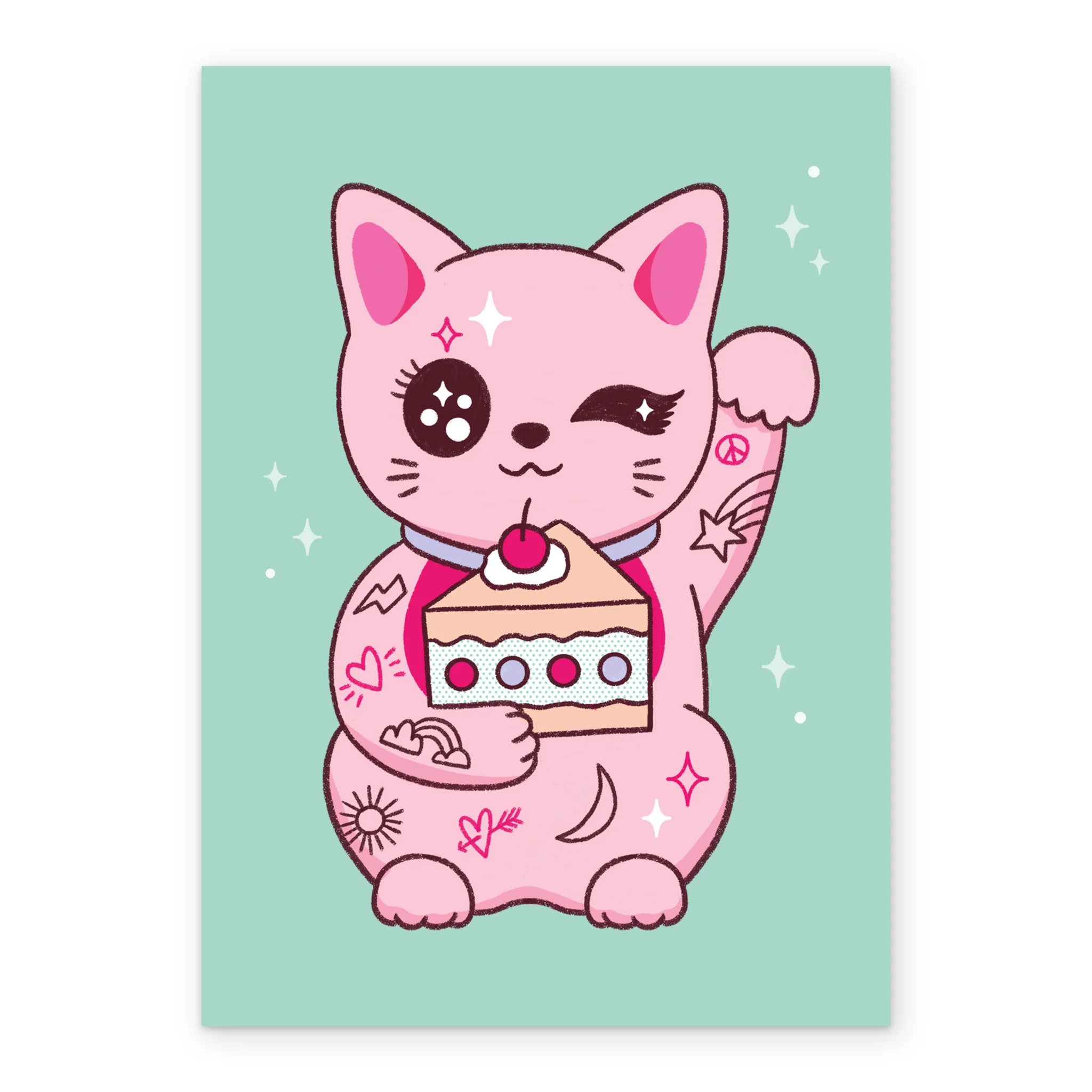 Personalised Pink Lucky Cat Birthday Card - Image 2