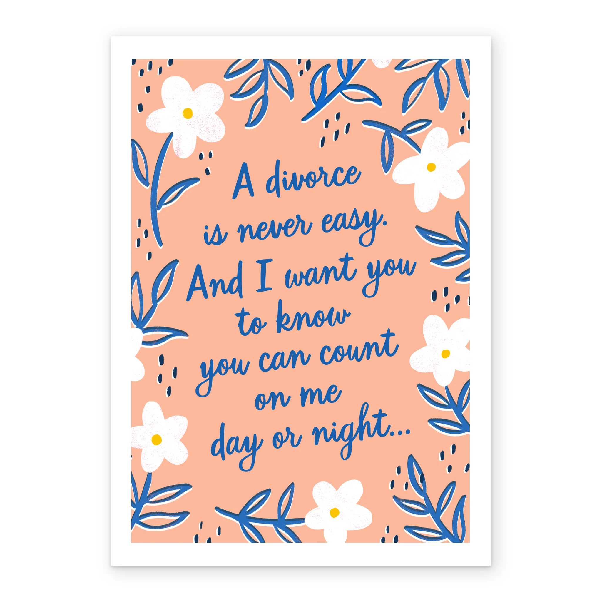 Personalised Pink Simple Florals Divorce Card - Image 2