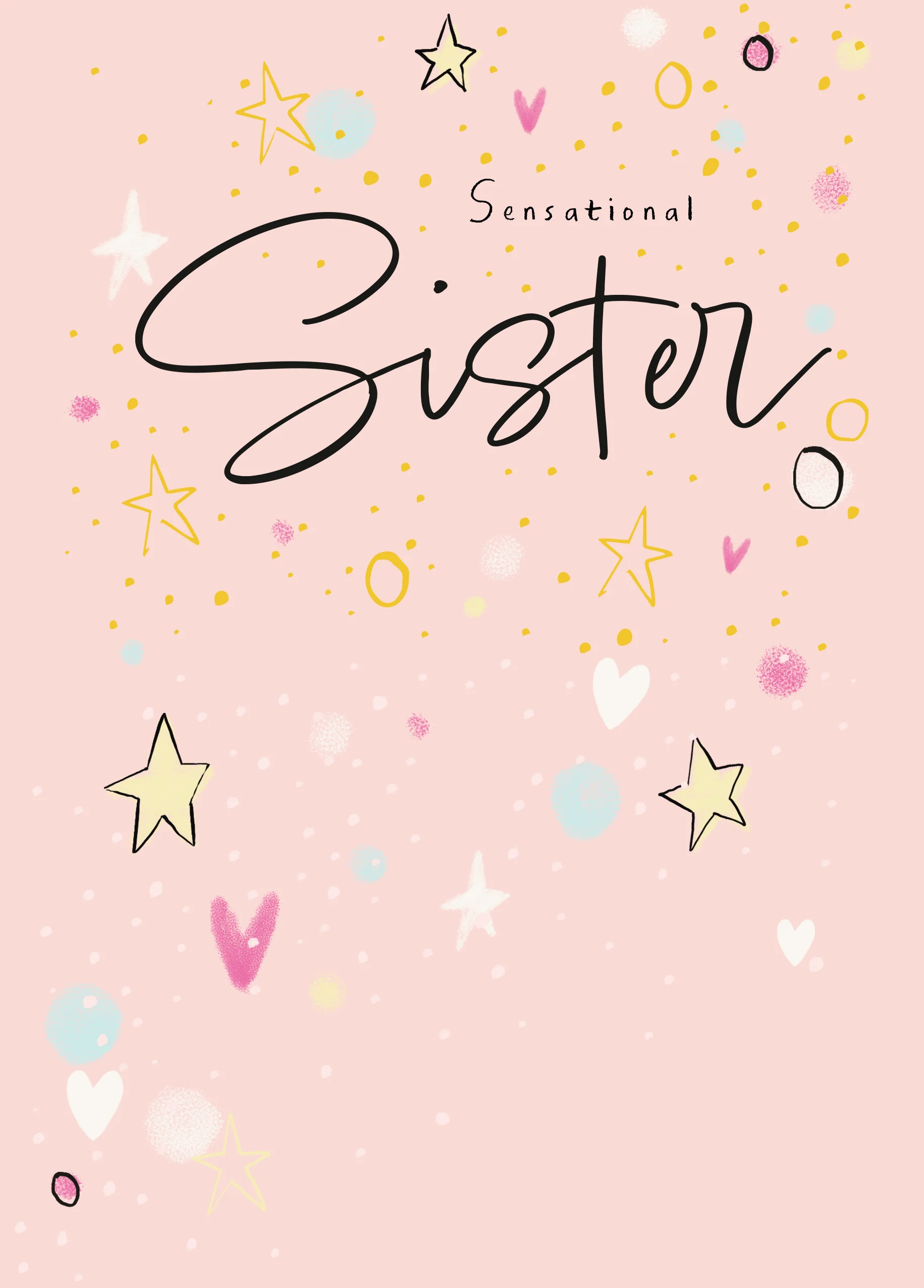 Personalised Pink Stars Birthday Card for Sister