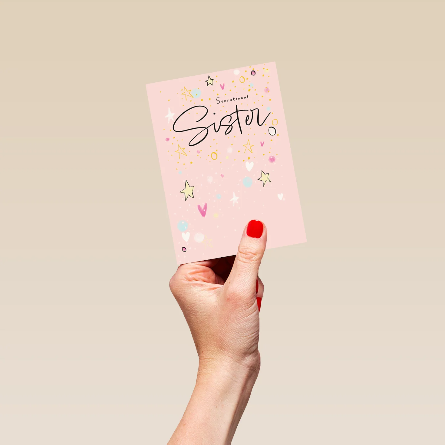 Personalised Pink Stars Birthday Card for Sister - Image 4