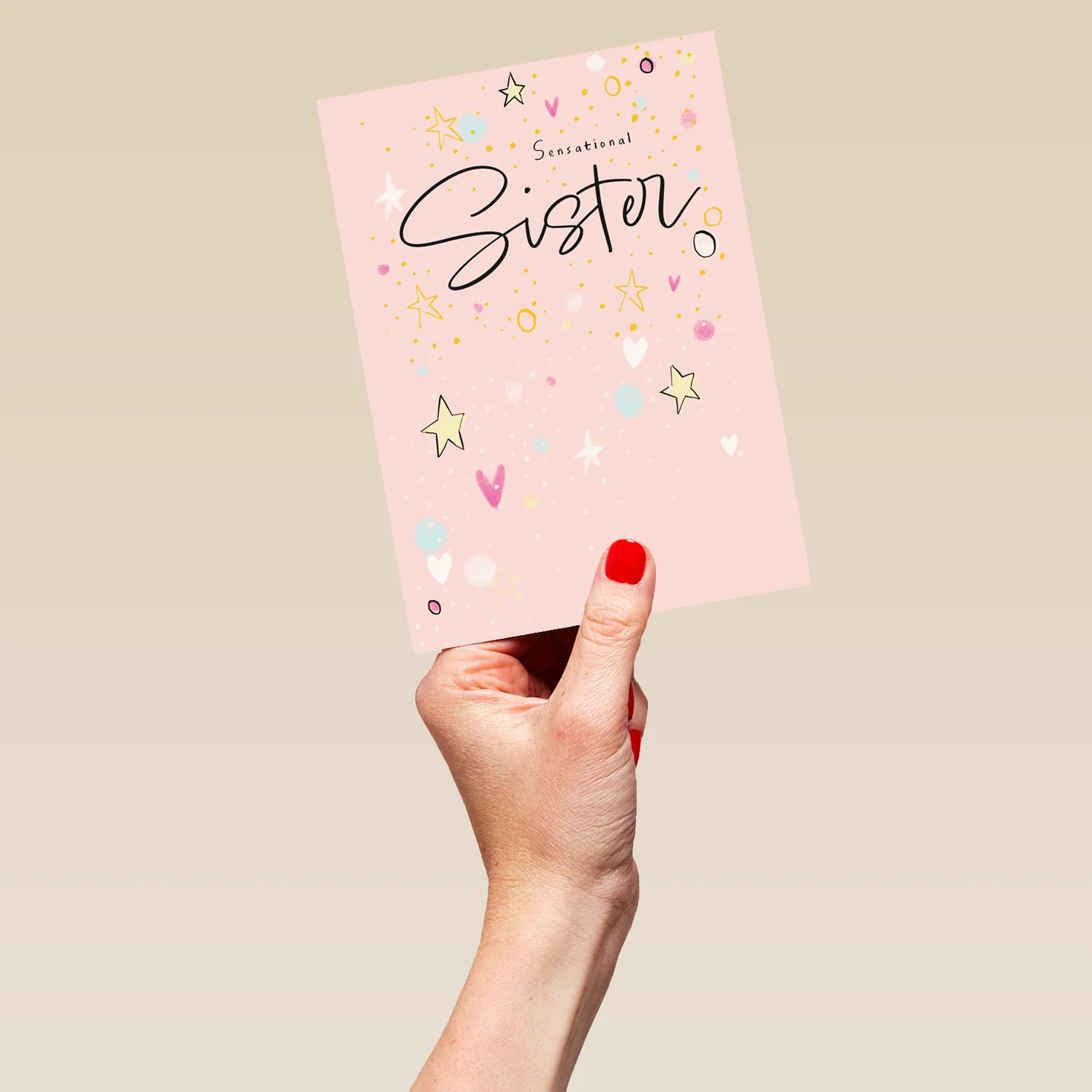 Personalised Pink Stars Birthday Card for Sister - Image 5