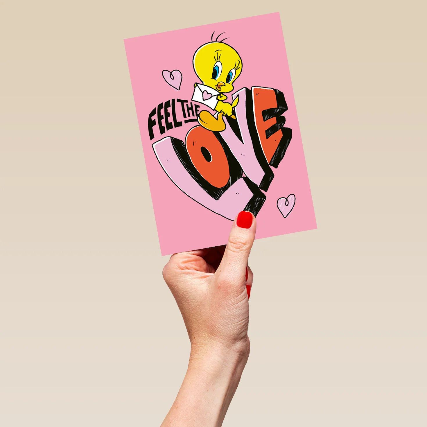 Personalised Pink Tweety 'Feel the Love' Anniversary Card - Image 5
