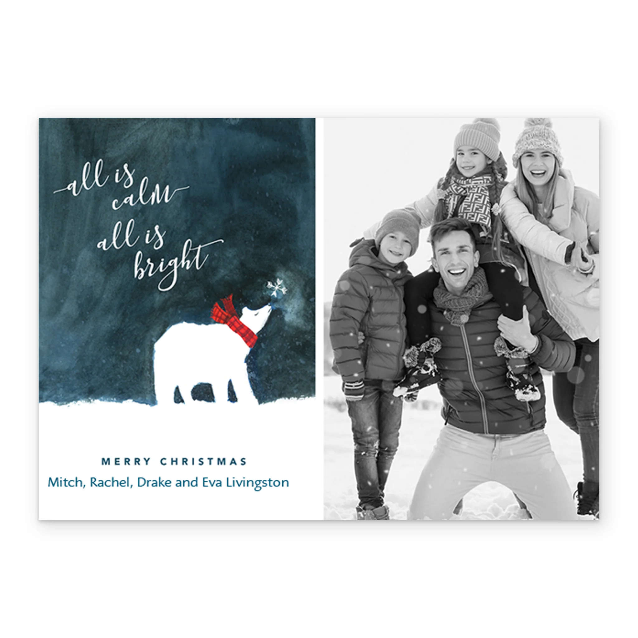 Personalised Polar Bear Night Photo Frame Christmas Card - Image 2