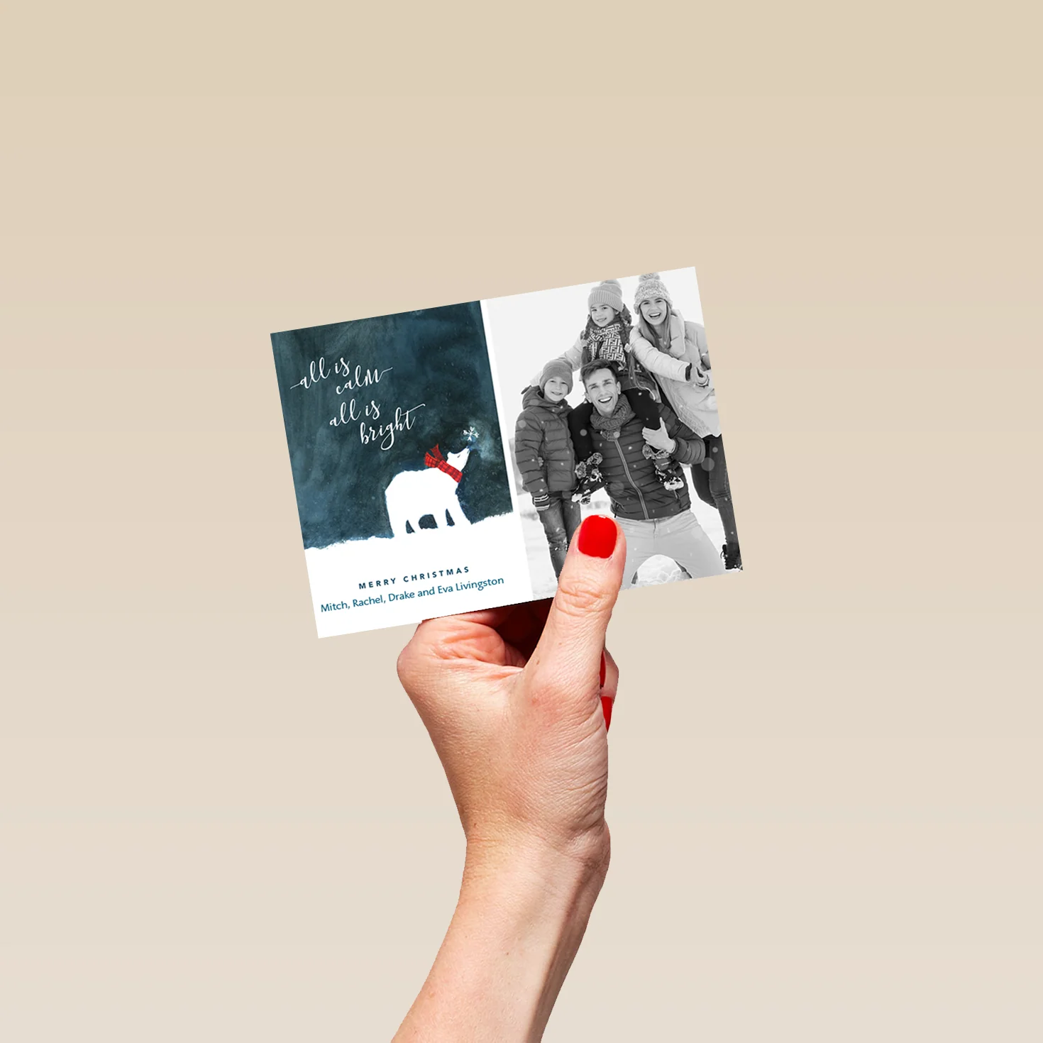 Personalised Polar Bear Night Photo Frame Christmas Card - Image 4