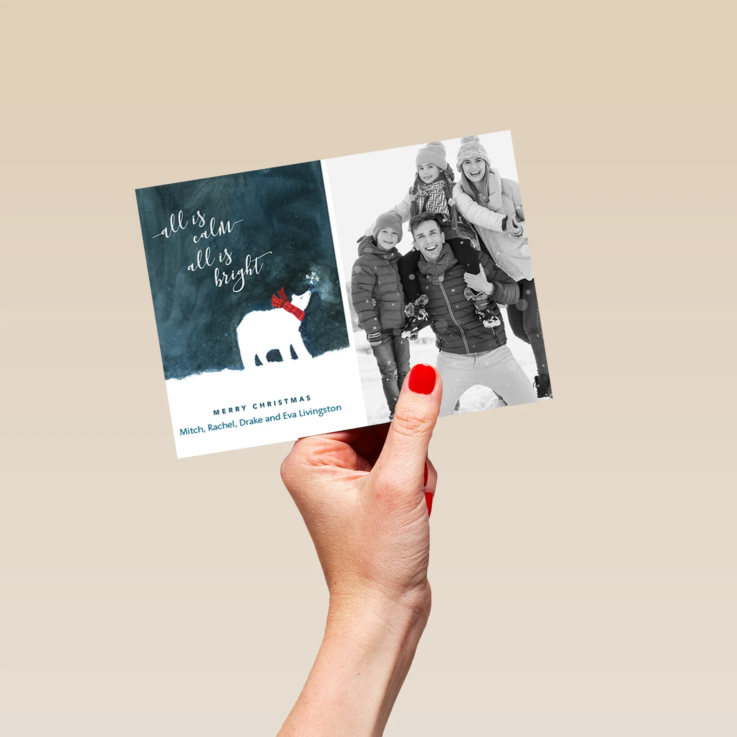 Personalised Polar Bear Night Photo Frame Christmas Card - Image 5