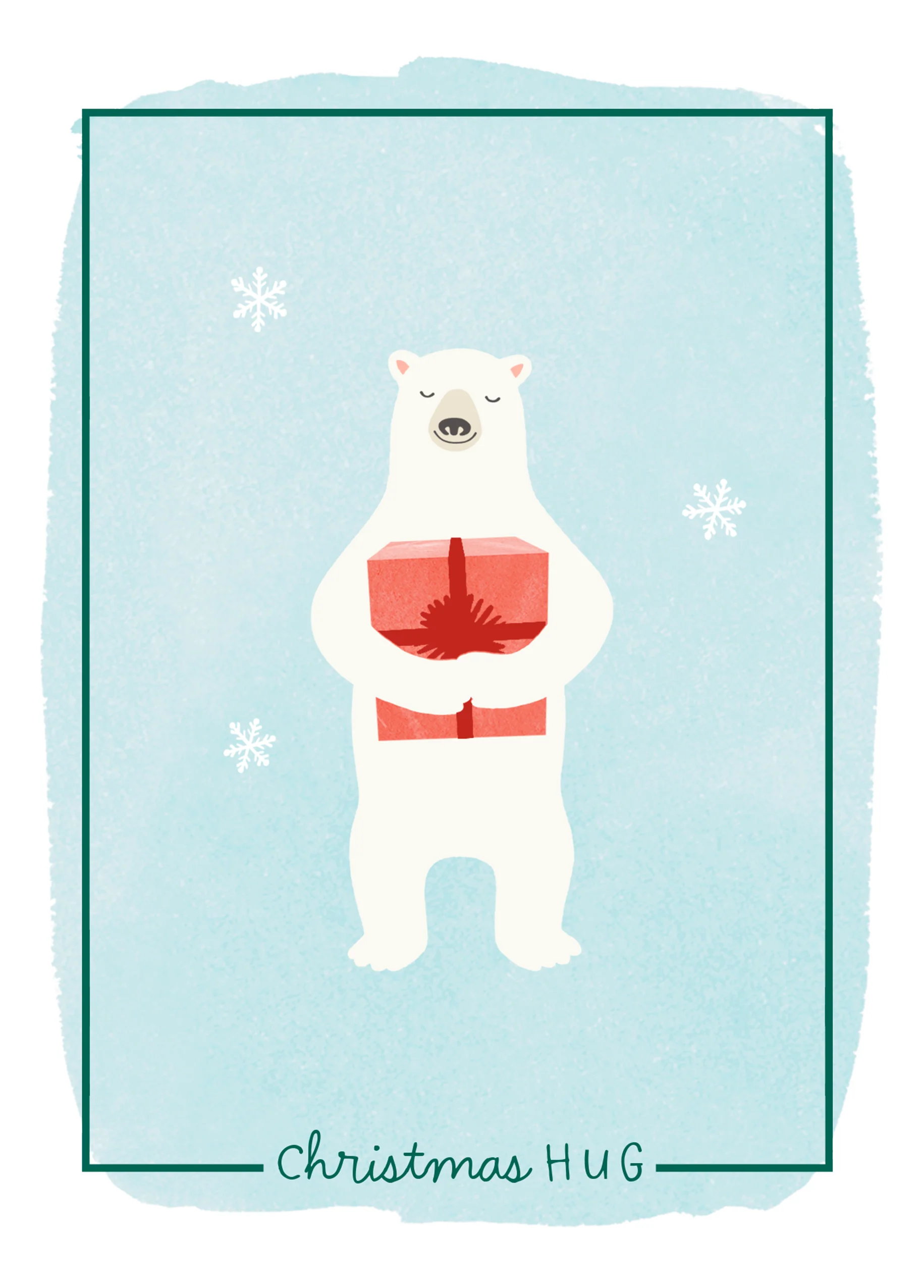 Personalised Polar Bear with Gift Christmas Card
