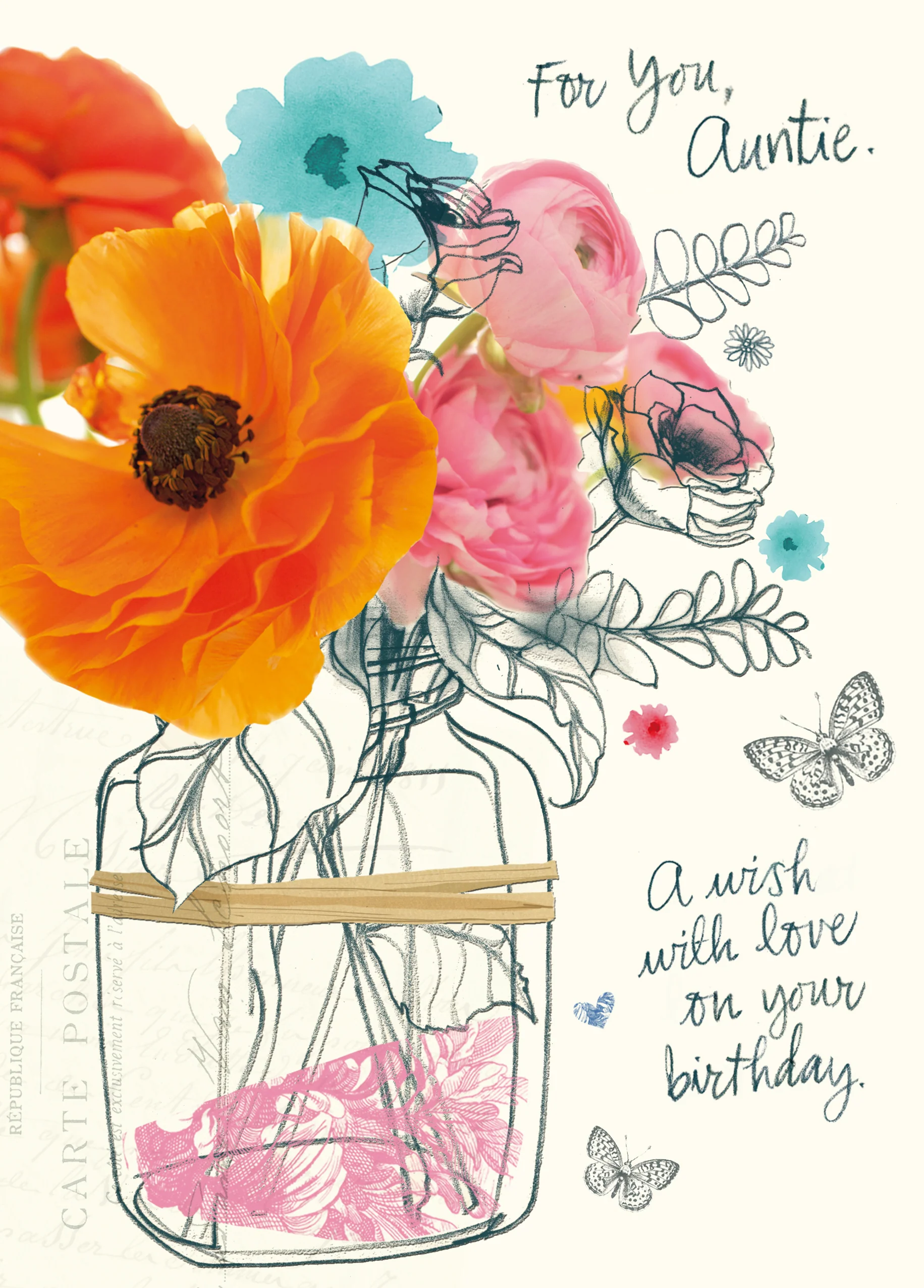 Personalised Poppies Birthday Card For Auntie
