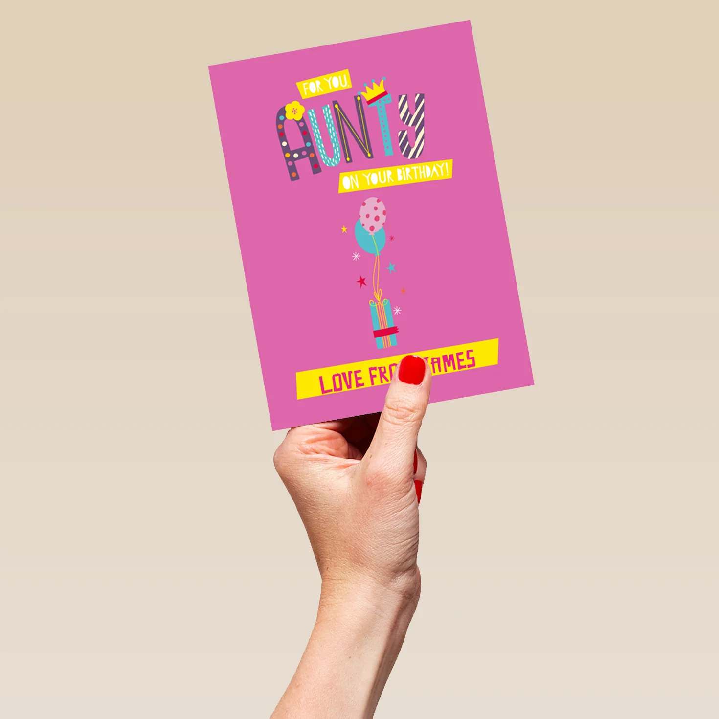Personalised Presents And Balloons Birthday Card For Auntie - Image 5