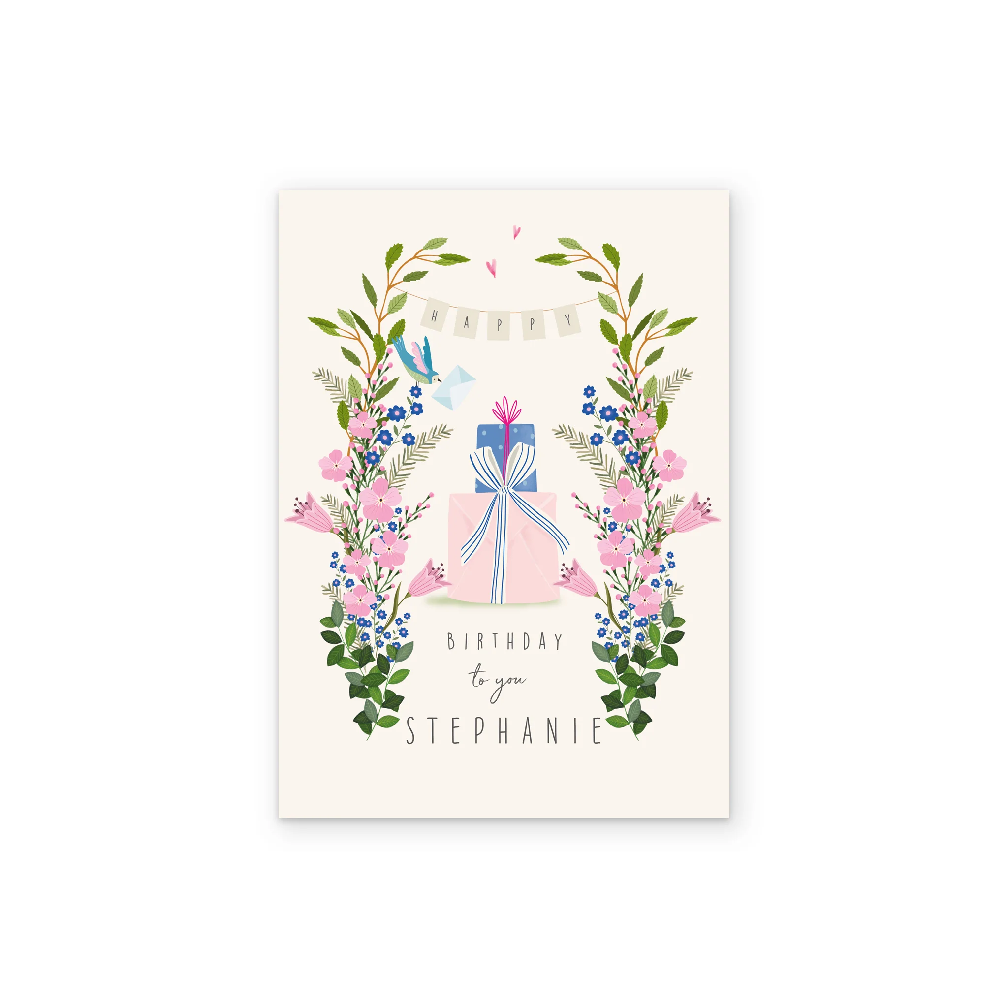 Personalised Presents and Flowers Illustrated Birthday Card - Image 2