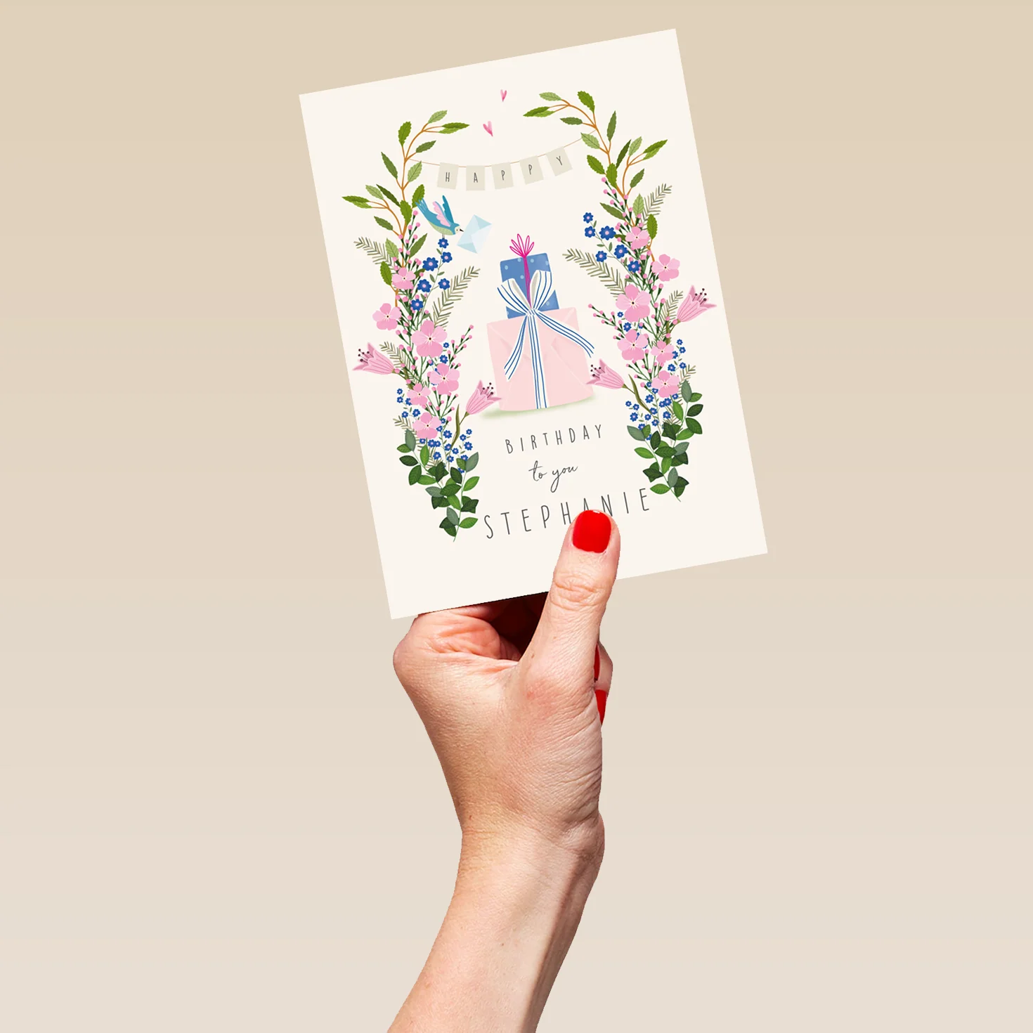 Personalised Presents and Flowers Illustrated Birthday Card - Image 5