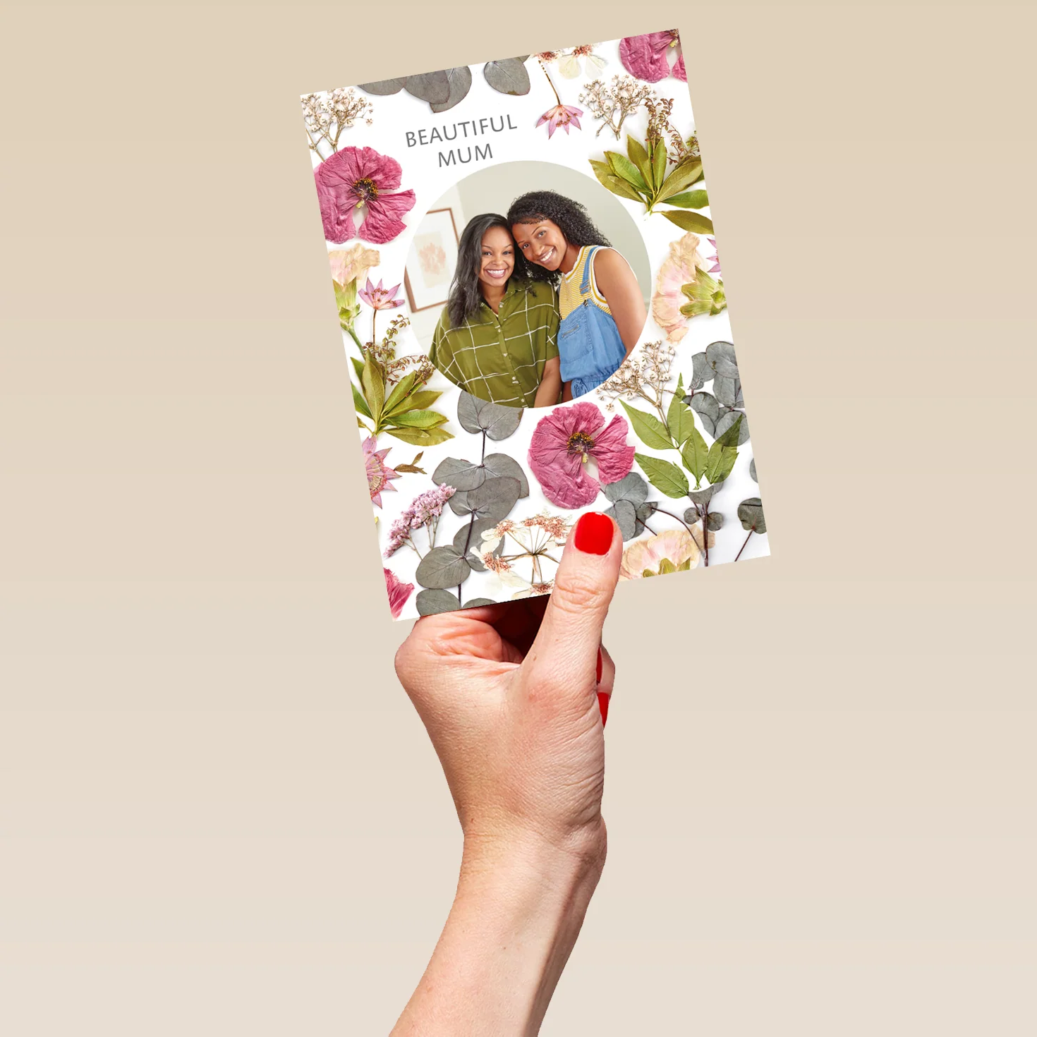 Personalised Pressed Flowers Mother's Day Photo Upload Card For Mum - Image 5