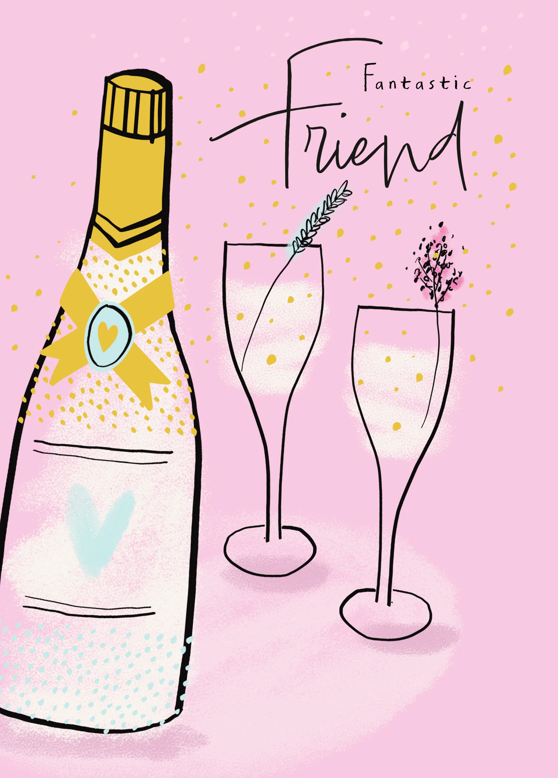 Personalised Prosecco & Glasses Birthday Card for Friend