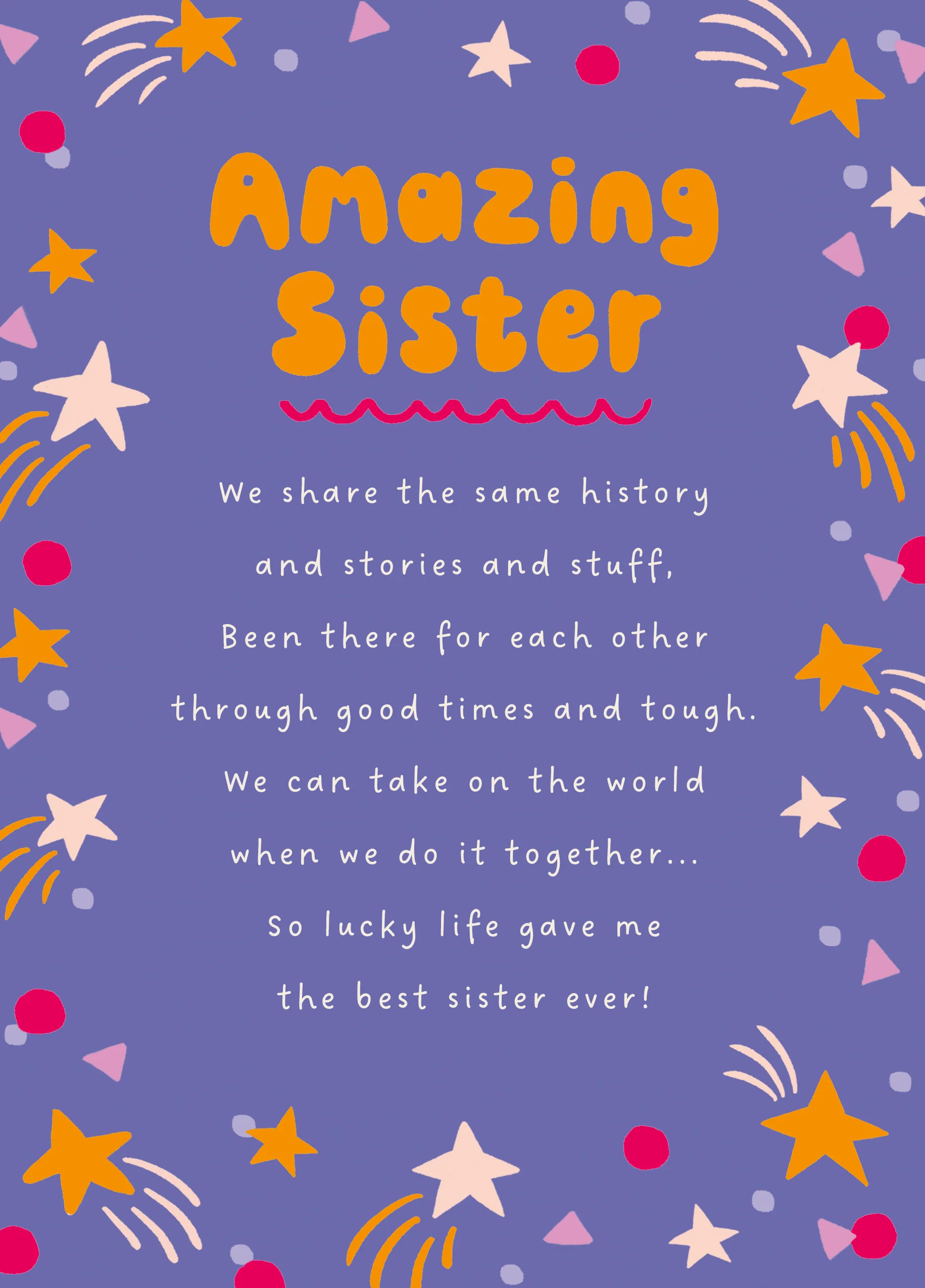 Personalised Purple Heartfelt Birthday Card for Sister