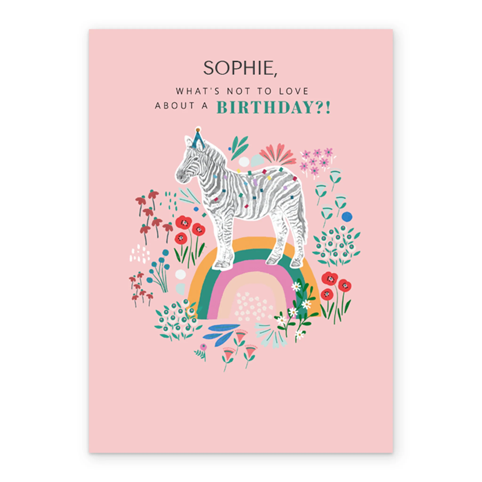 Personalised Quirky Zebra Rainbow Birthday Card - Image 2